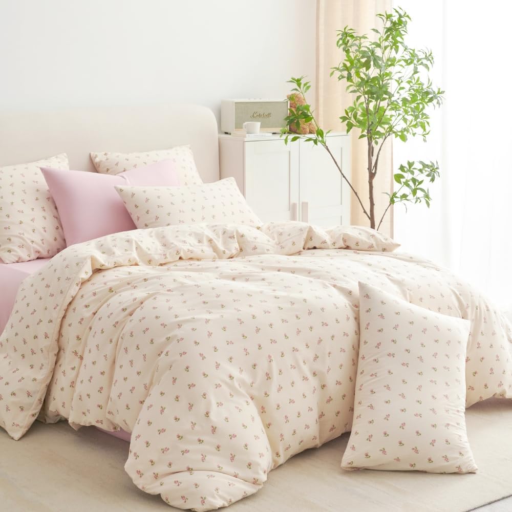Detalle de Michorinee Housse de Couette 200x200 Rose Fleurie