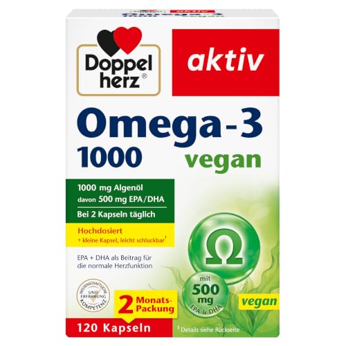 Doppelherz Omega-3 1000 vegan – hochkonzentriertes Algenöl für Herz und Gehirn