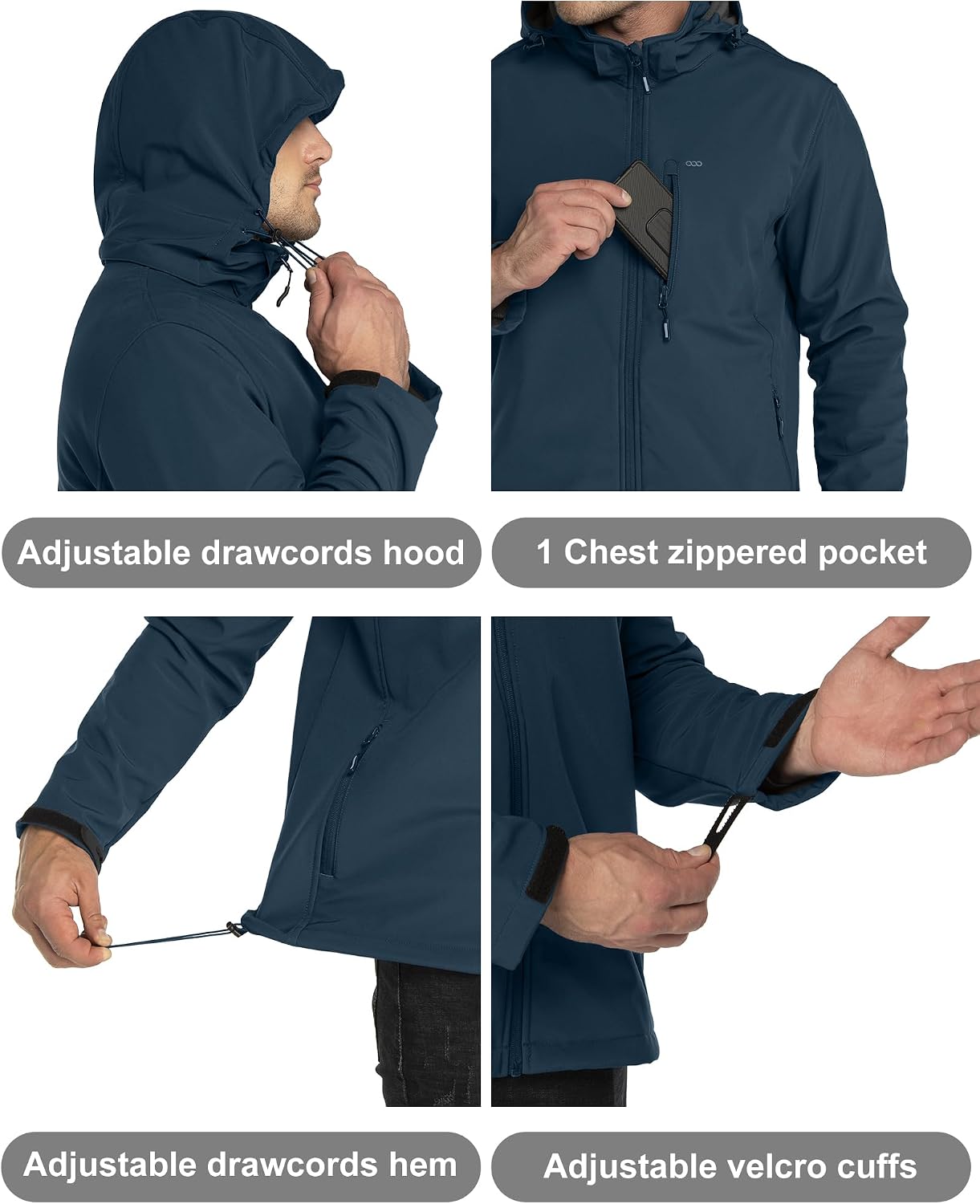 Detalle de 33,000ft Herren-Softshelljacke wasserdicht & winddicht mit Fleece-Fütterung