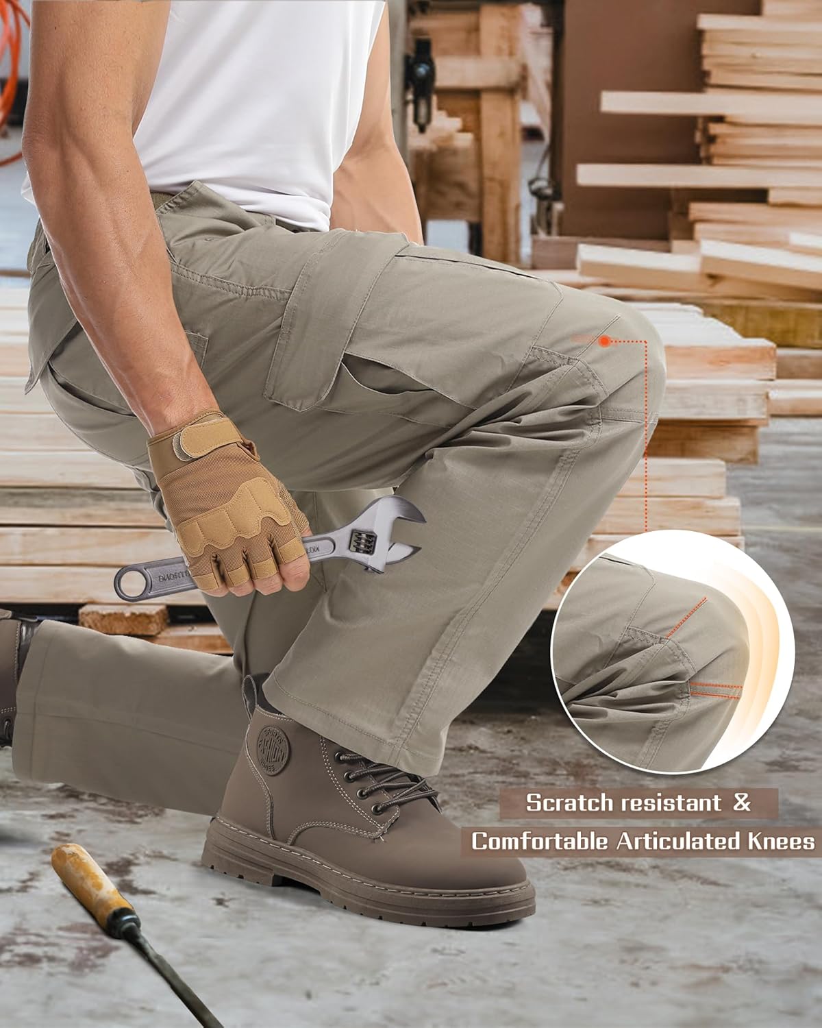 Detalle de IGOLUMON Mens Work Trousers Cargo Trousers Stretch Tactical Pants