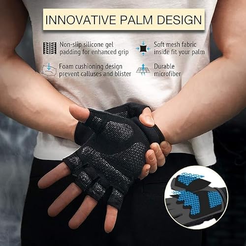 Detalle de Atercel Weight Lifting Gloves (Size M) – Breathable Crossfit & Gym Gloves for Men & Women, Black