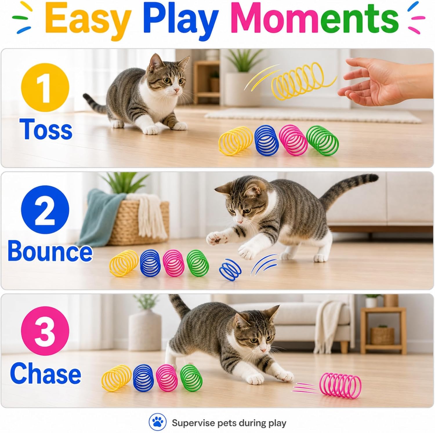 Thumbnail 6 de RIGHTWELL Colourful Plastic Coil Spring Cat Toys, 100-Pack, Assorted Colours