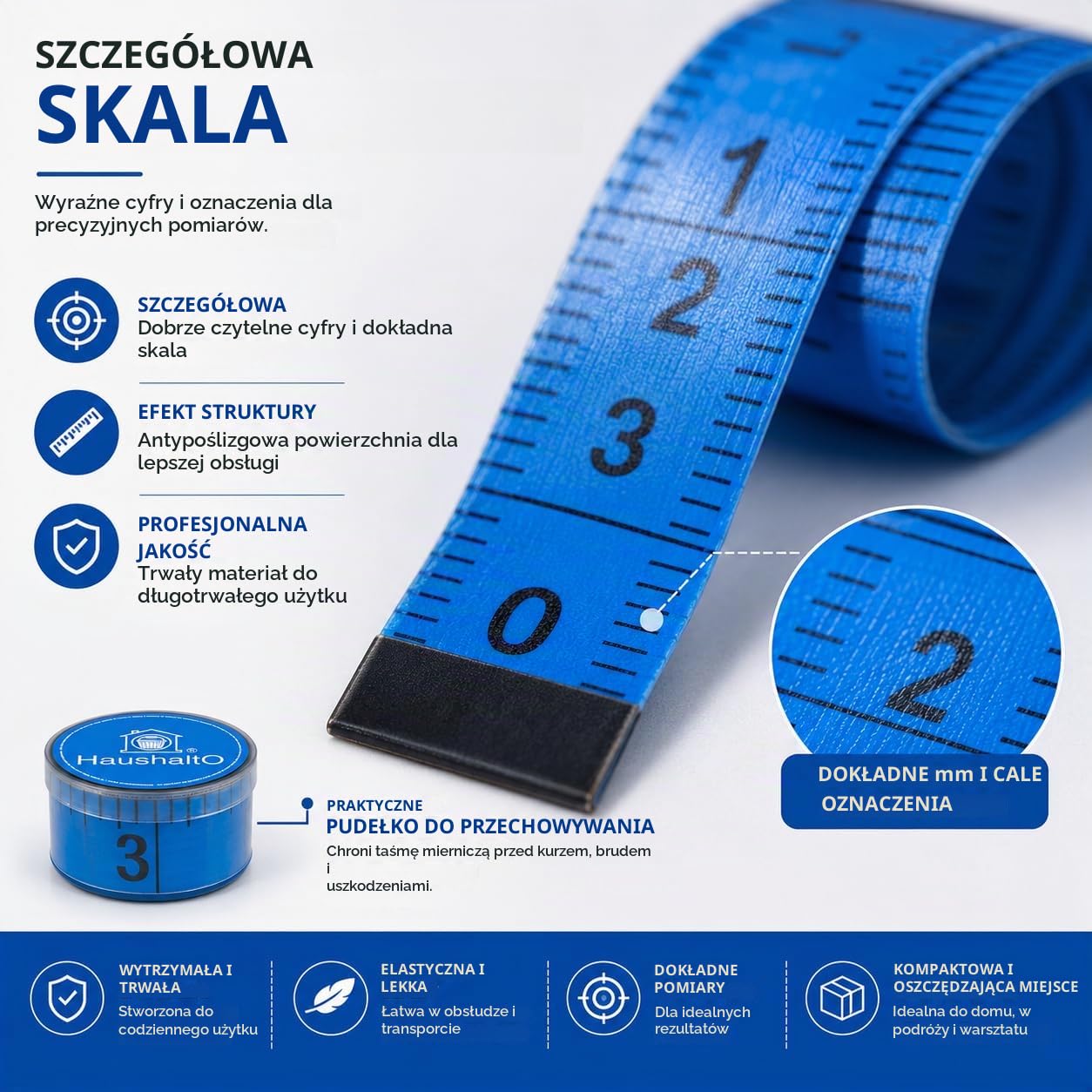 Detalle 1 de HaushaltO 4262521265481 taśma krawiecka 150 cm, skala w cm i calach