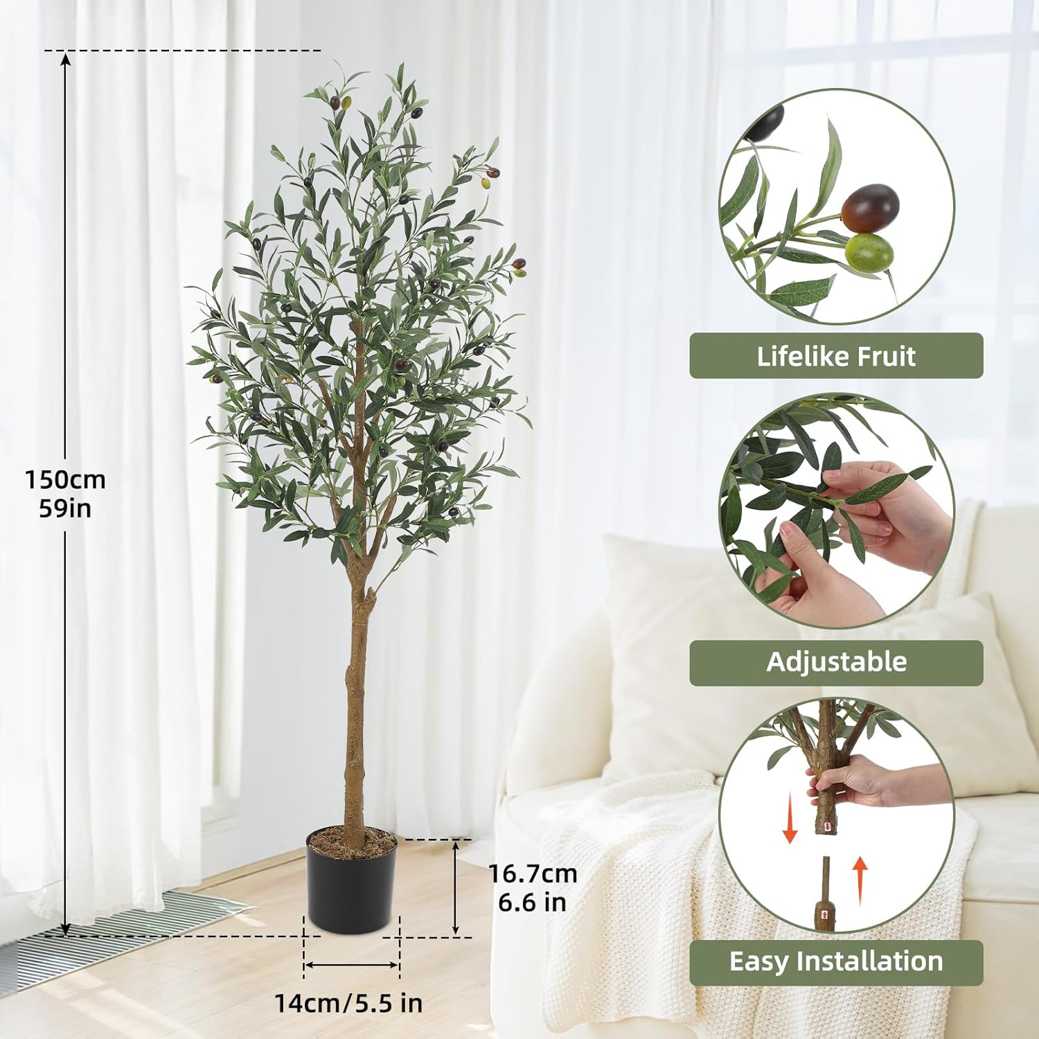 Thumbnail 1 de Aptliton Olive Tree 150cm artificial plant