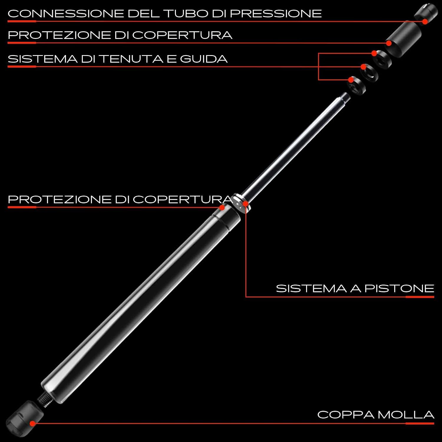 Detalle 2 de Frankberg molle a gas per portellone posteriore 221 mm