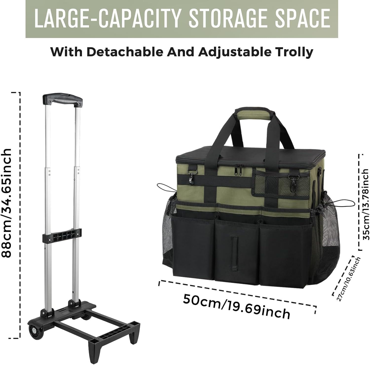 Detalle de SCAVATA Wearable Cleaning Caddy, Rolling Organizer with Detachable Trolley