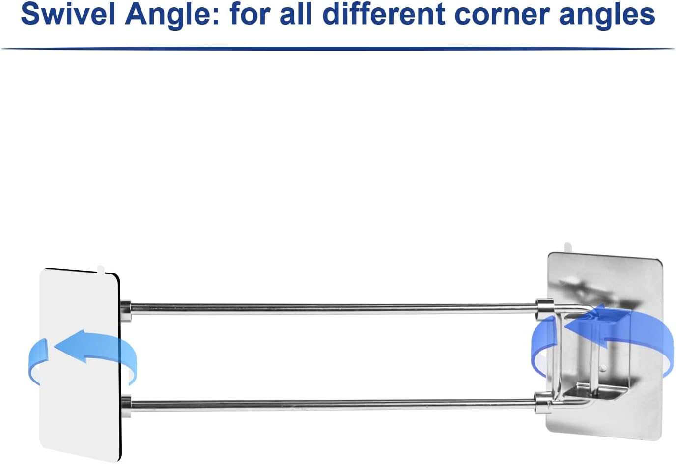 Thumbnail 2 de Safoner RV Shower Corner Storage Bar (7.9–13.7 in) Adjustable Stainless Steel Rod for Corner Shelves — 2 Pack