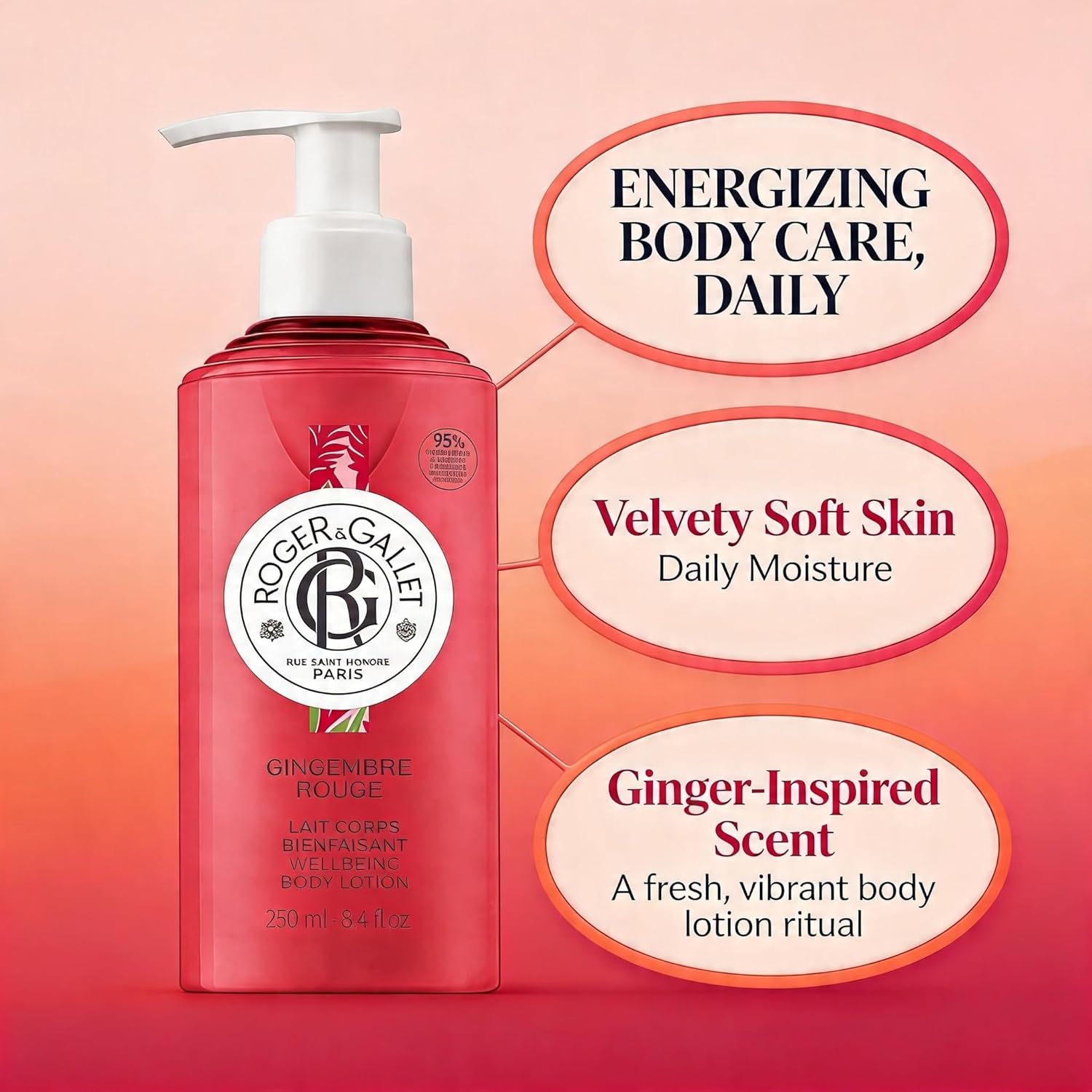 Thumbnail 1 de Roger&Gallet Gingembre Rouge – Lait/Lotion pour le corps au gingembre rouge (250 ml)