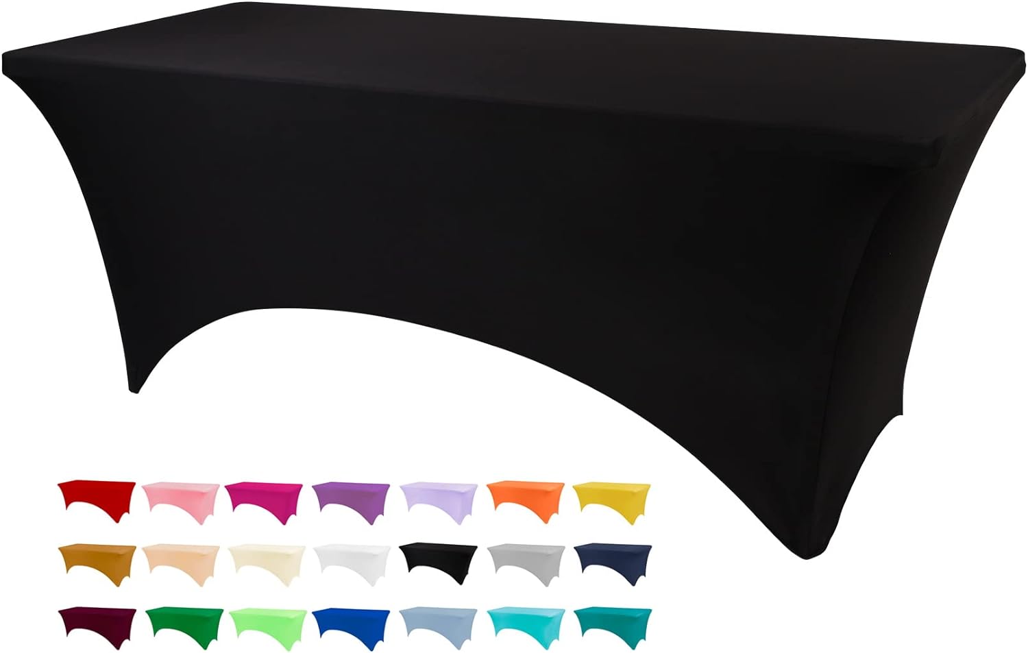 Detalle de BDDC 8ft Black Stretch Spandex Fitted Table Cloth for 8 Foot Tables