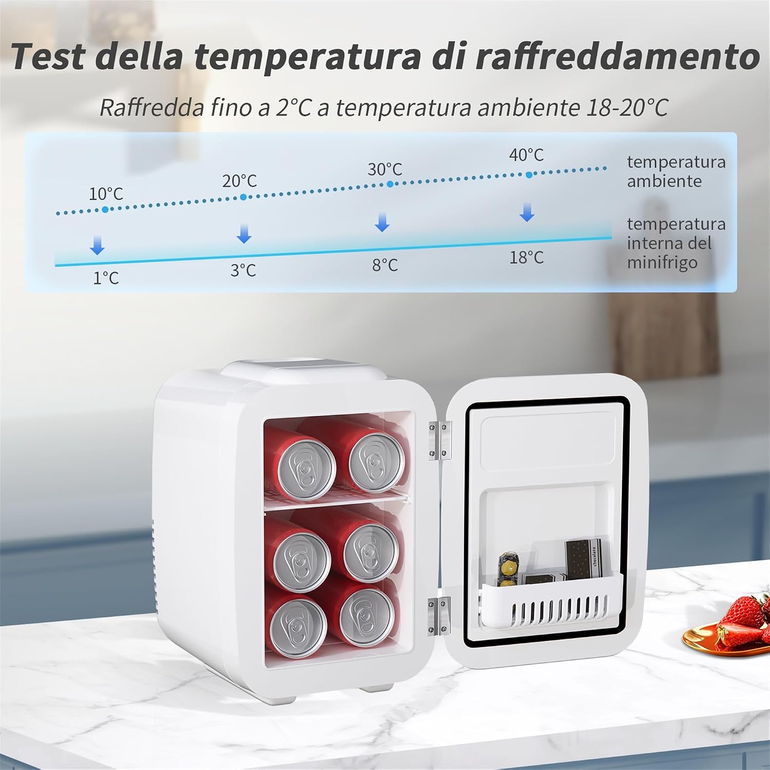 Detalle de YASHE Mini frigo da camera 4L: frigorifero compatto per pelle, bevande e uso in auto