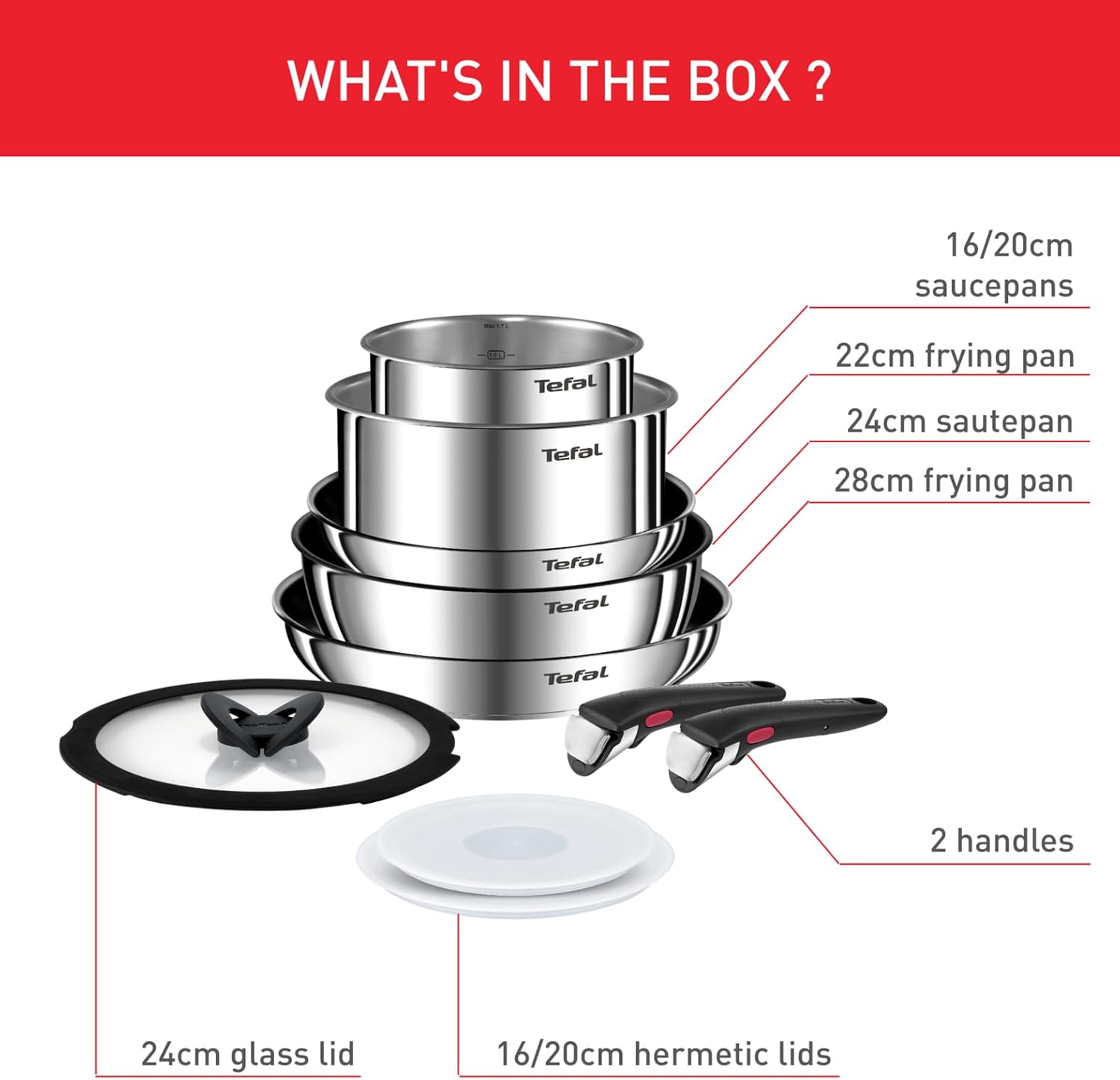 Thumbnail 1 de Tefal Ingenio Emotion 10 Piece Cookware Set (L897SA74) with removable handle