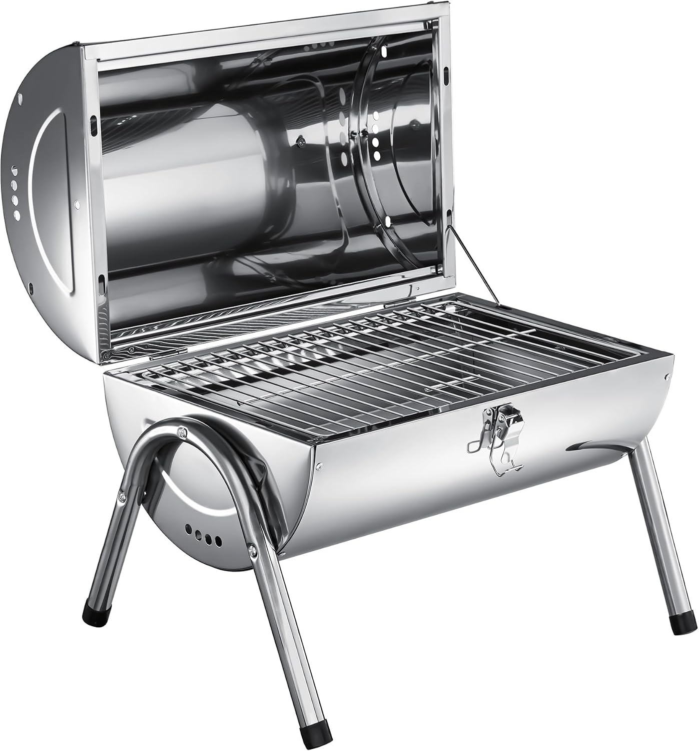 Detalle 2 de tectake 406669 portabel kolgrill med dubbel grillyta och hopfällbar design