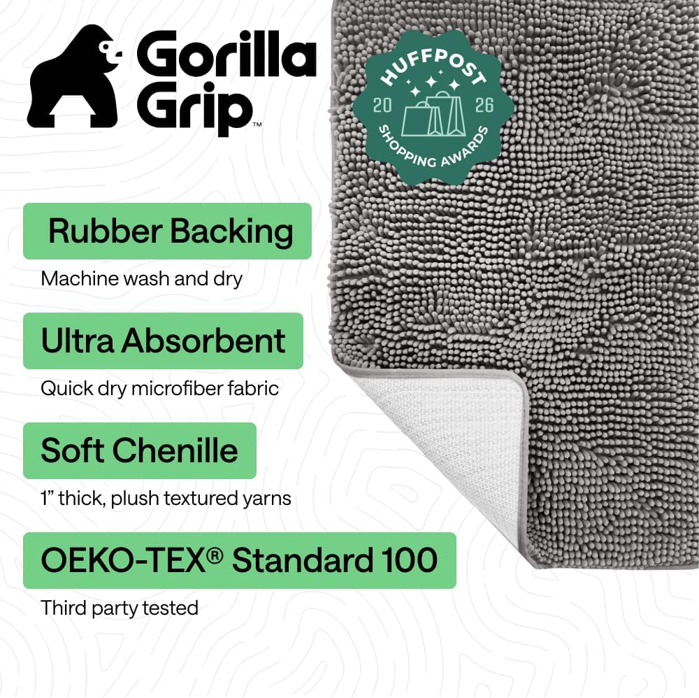 Thumbnail 1 de GORILLA GRIP Bath Rug Mat 24x17 Grey
