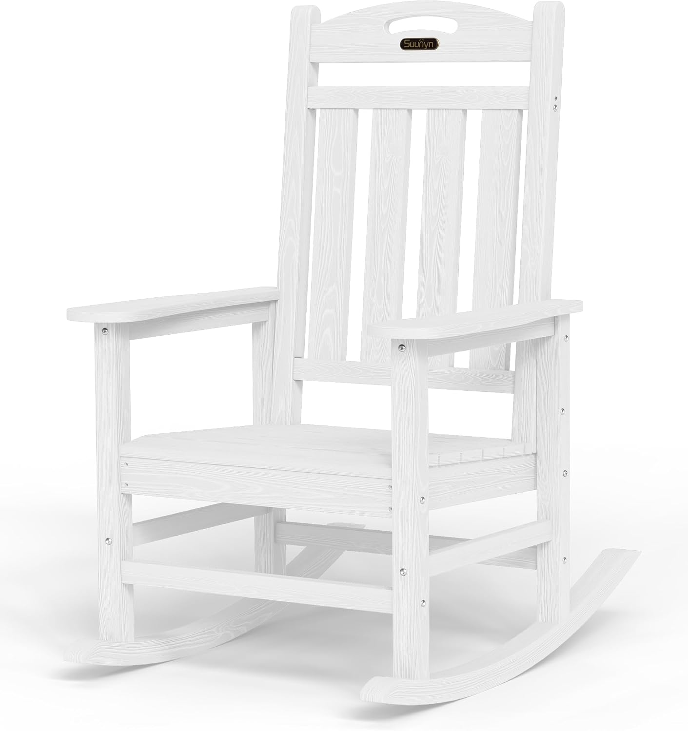 Detalle de SUUNYN SU-Rocking-0802 Outdoor Rocking Chair, White HDPE, High Back