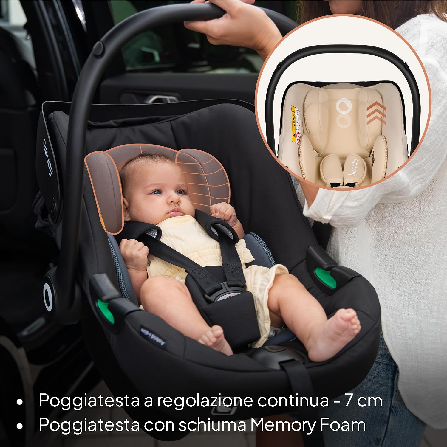 Thumbnail 4 de LIONELO ASTRID i-size SET: Seggiolino auto per neonati e bambini con base ISOFIX, protezione avanzata e comfort Dri-Seat