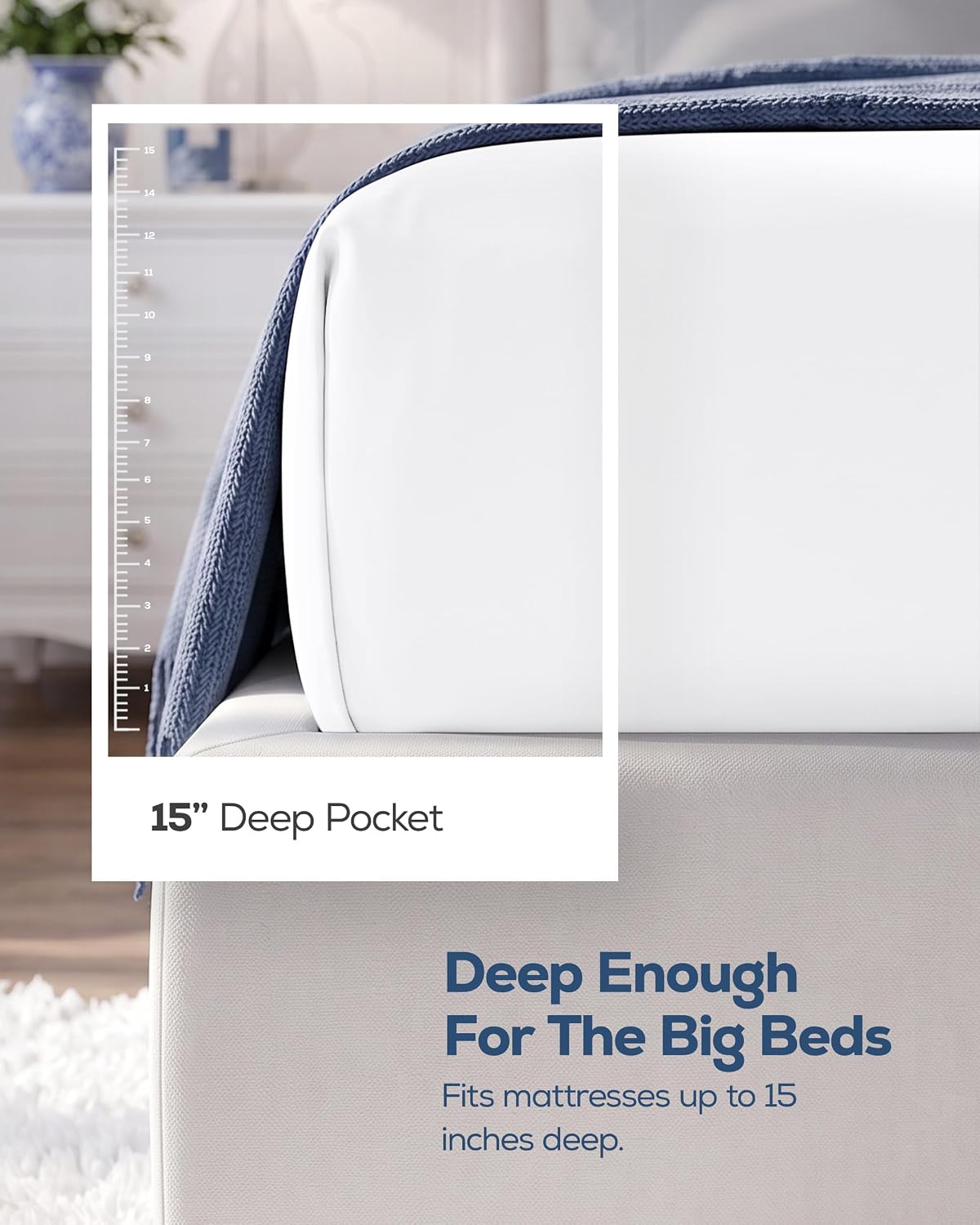 Detalle 2 de Utopia Bedding Queen Fitted Sheet, 15-Inch Deep Pocket, White Microfiber