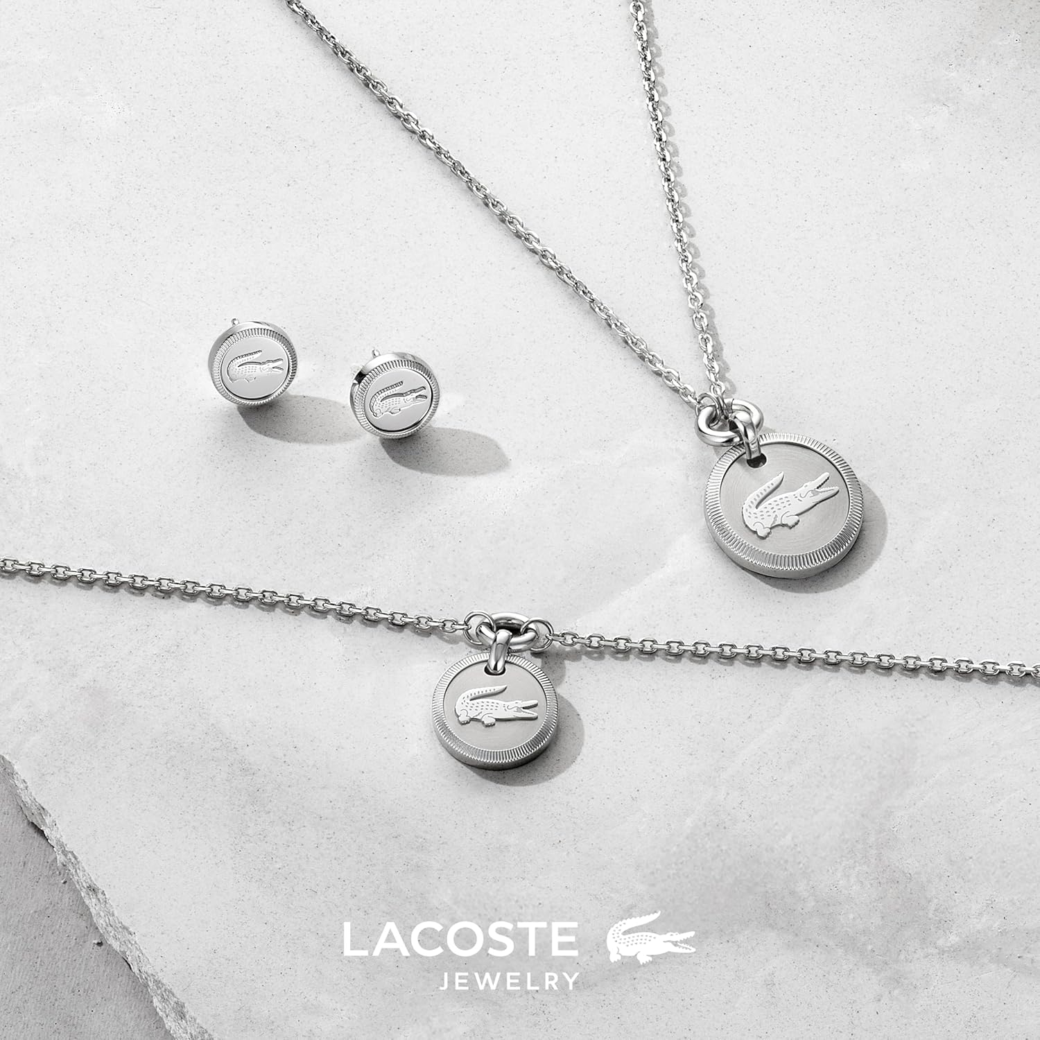 Thumbnail 4 de Lacoste Jewelry Collezione MEMENTO: orecchini a perno in acciaio inox con coccodrillo inciso