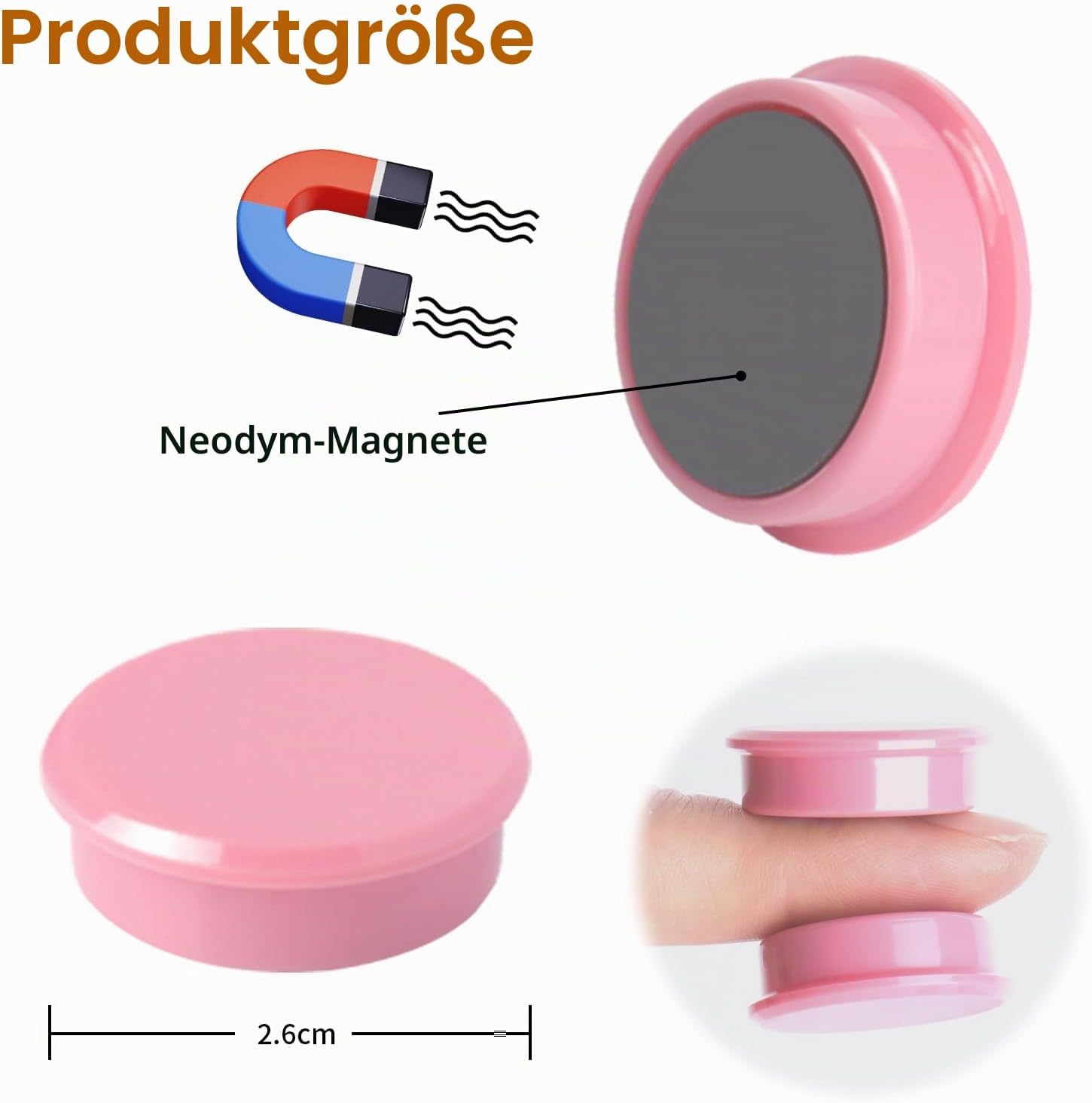 Detalle de QOJOPU 30 Stück starke Magnetkugeln – Runde rosa Mini-Magnete für Whiteboard, Kühlschrank & Pinnwand