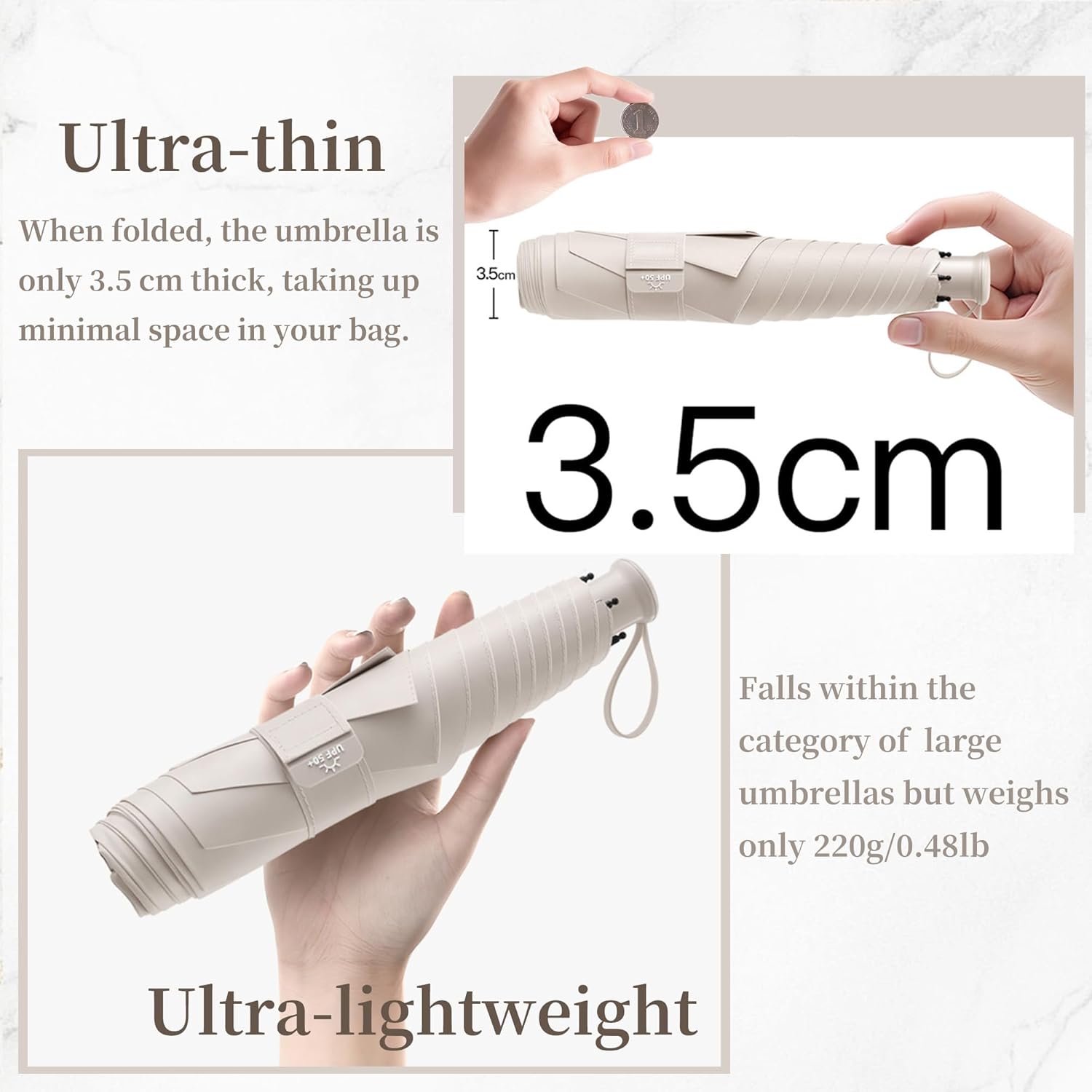 Thumbnail 3 de erised's bifrost Reise Kompakt faltender Ultralight Regenschirm mit UPF 50+ (6 Rippen, Teflon-Beschichtung)