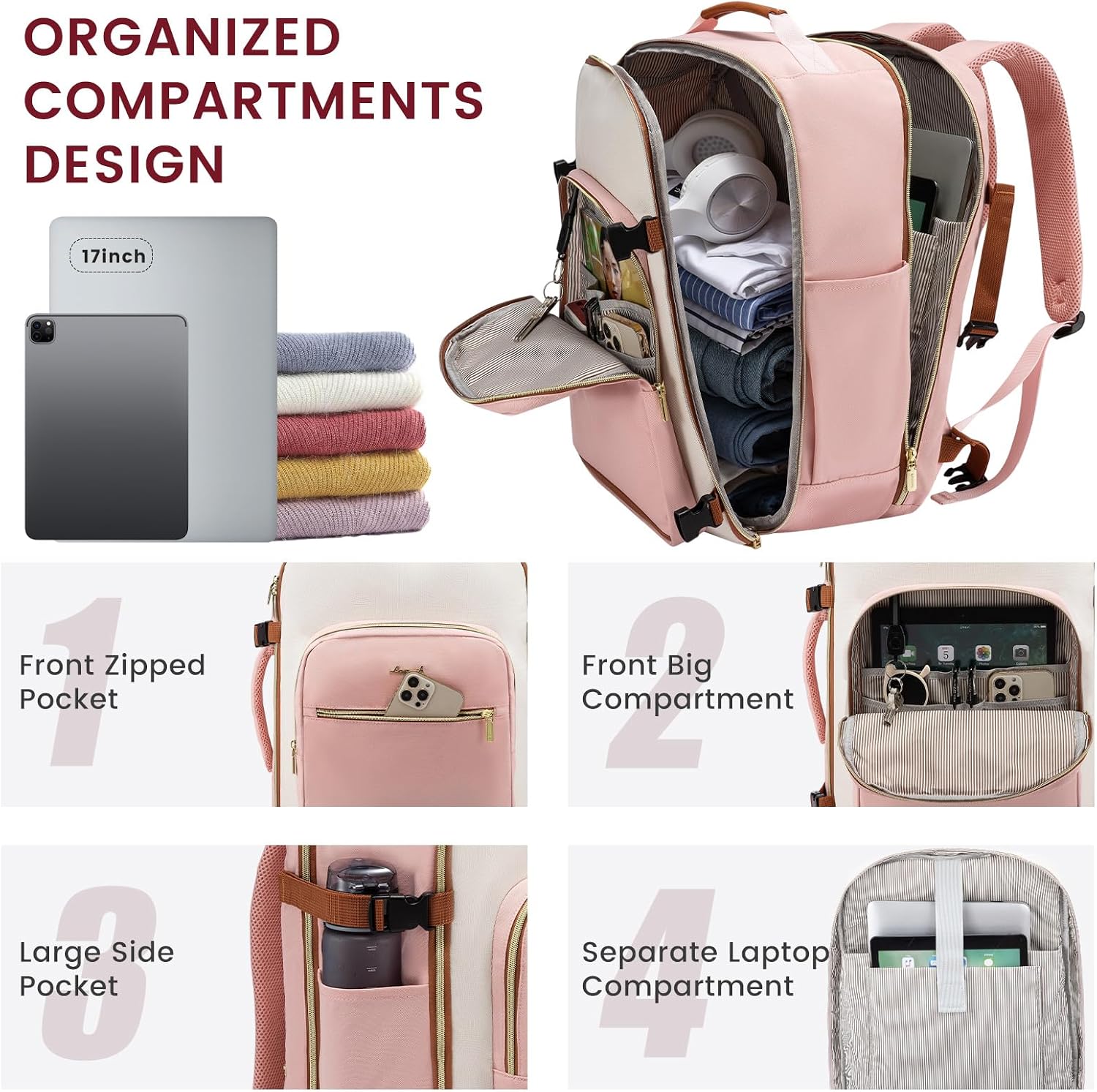 Detalle 2 de LOVEVOOK 40L Travel Backpack — 17-inch carry-on