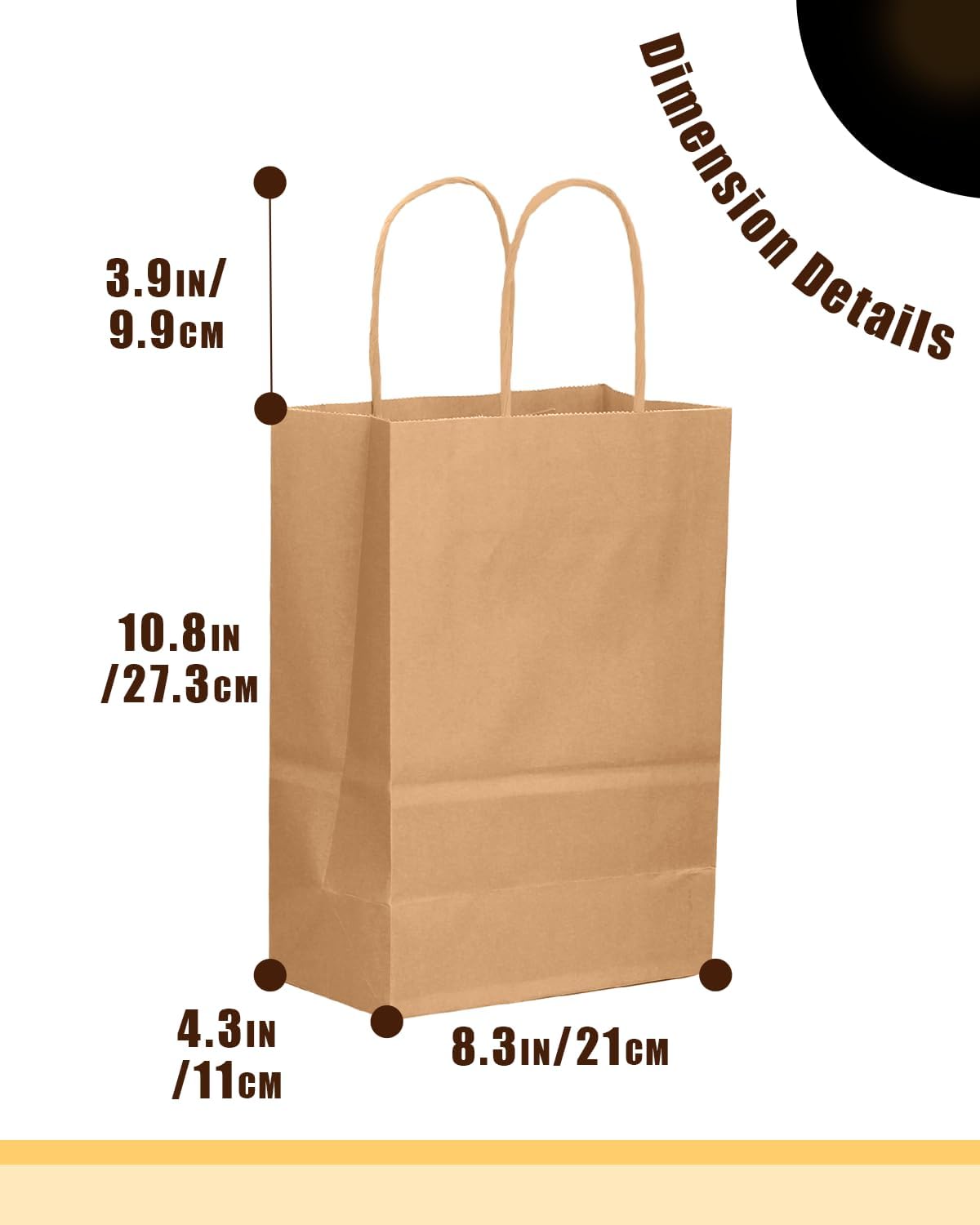 Thumbnail 3 de Gcardist 50-Pack Brown Paper Gift Bags with Handles (Medium, 10.6x8.3x4.3)