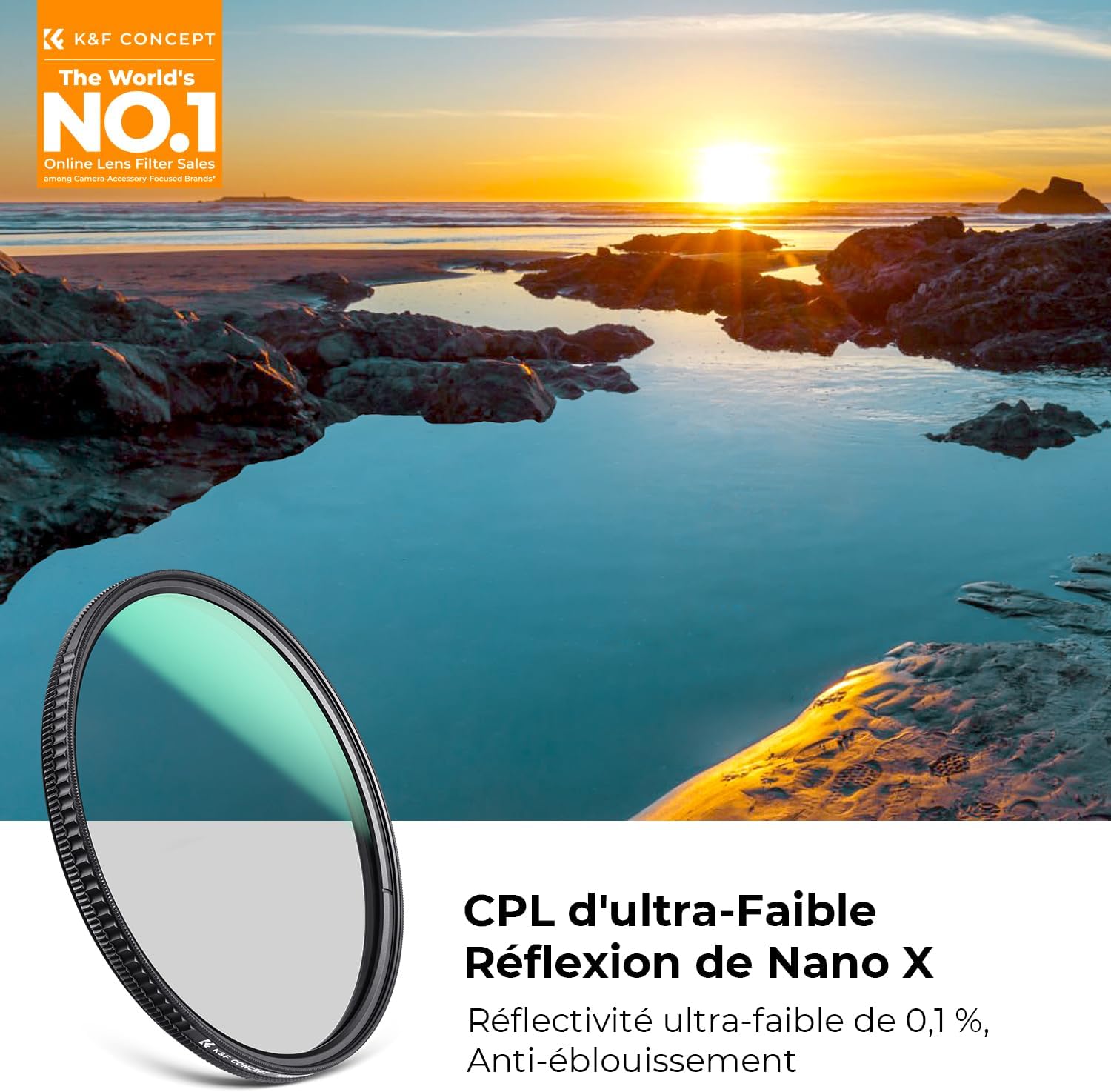 Thumbnail 1 de K&F CONCEPT Ø37mm Filtre Polarisant CPL Ultra-Faible Réflexion Nano-X HD