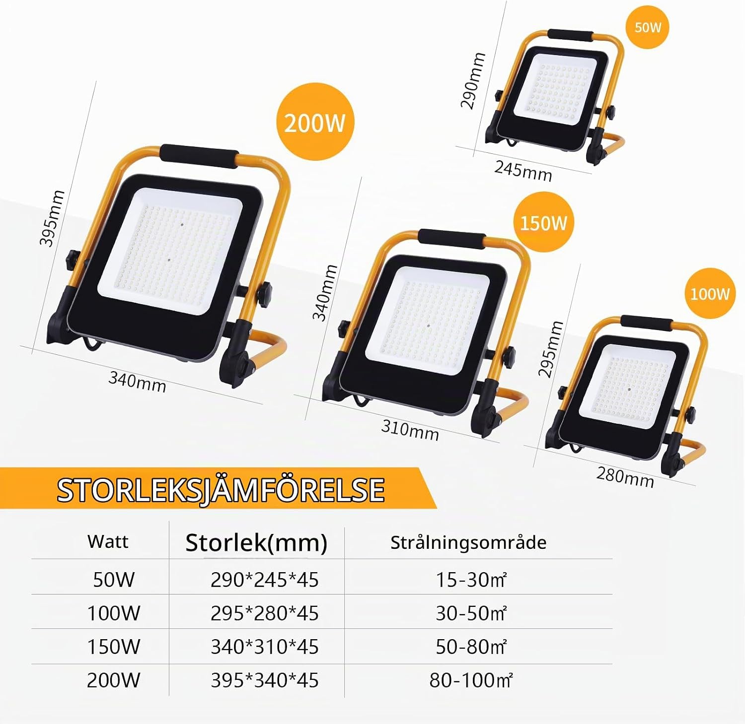 Thumbnail 6 de Fosingut Appliques de Projecteur 50W LED-byggspotlight, 5 000 lm, IP66