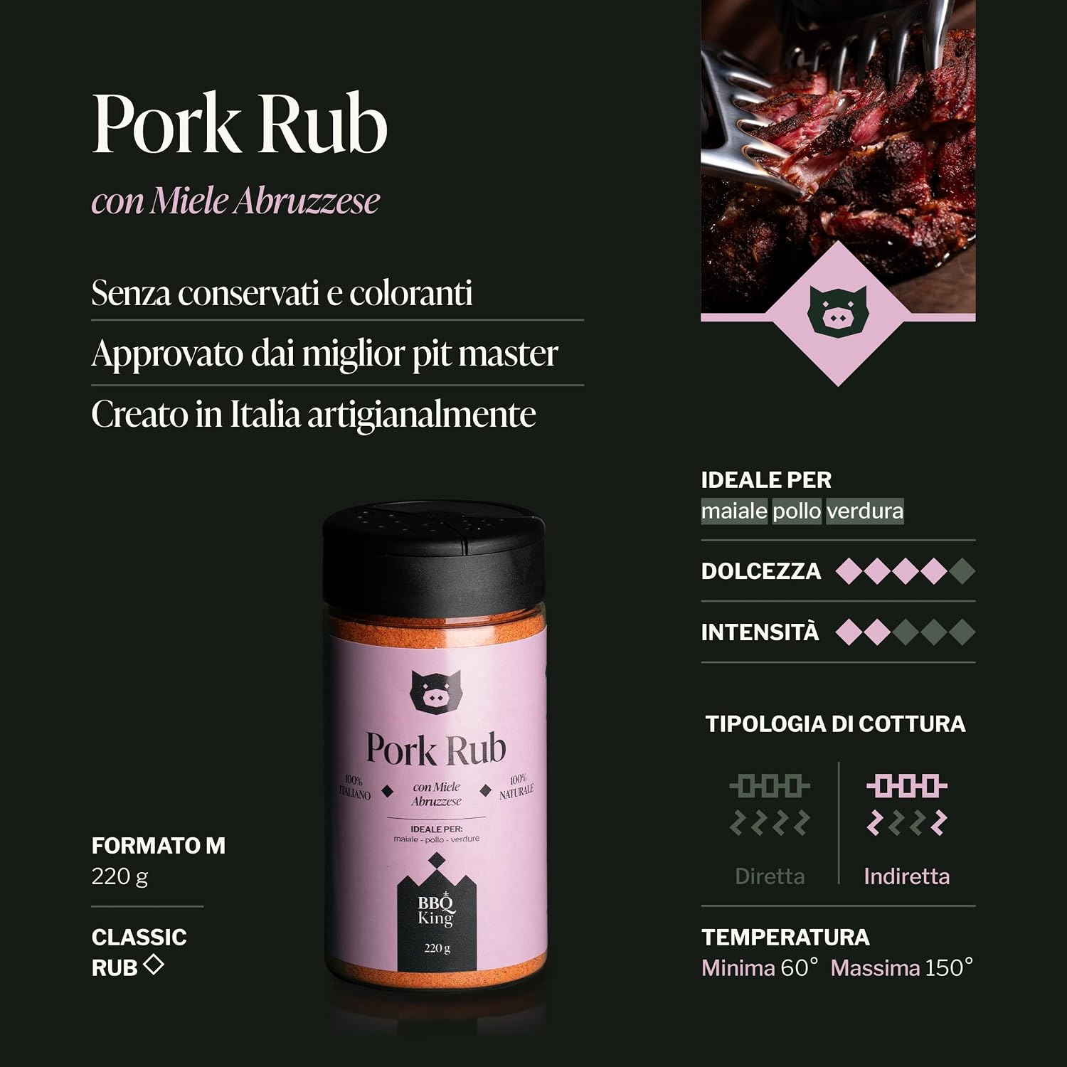 Detalle de BBQ KING – Multi Pack Pitmaster Rub: 4 miscele 100% Made in Italy per barbecue impareggiabile