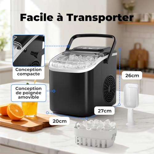 Thumbnail 7 de Acmeenjoy machine à glaçons portable, jusqu’à 12 kg par jour, autonettoyante