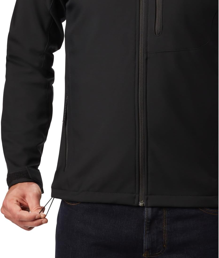 Detalle de Columbia Cascade Ridge 3 Softshell da uomo: giacca softshell impermeabile con cappuccio regolabile