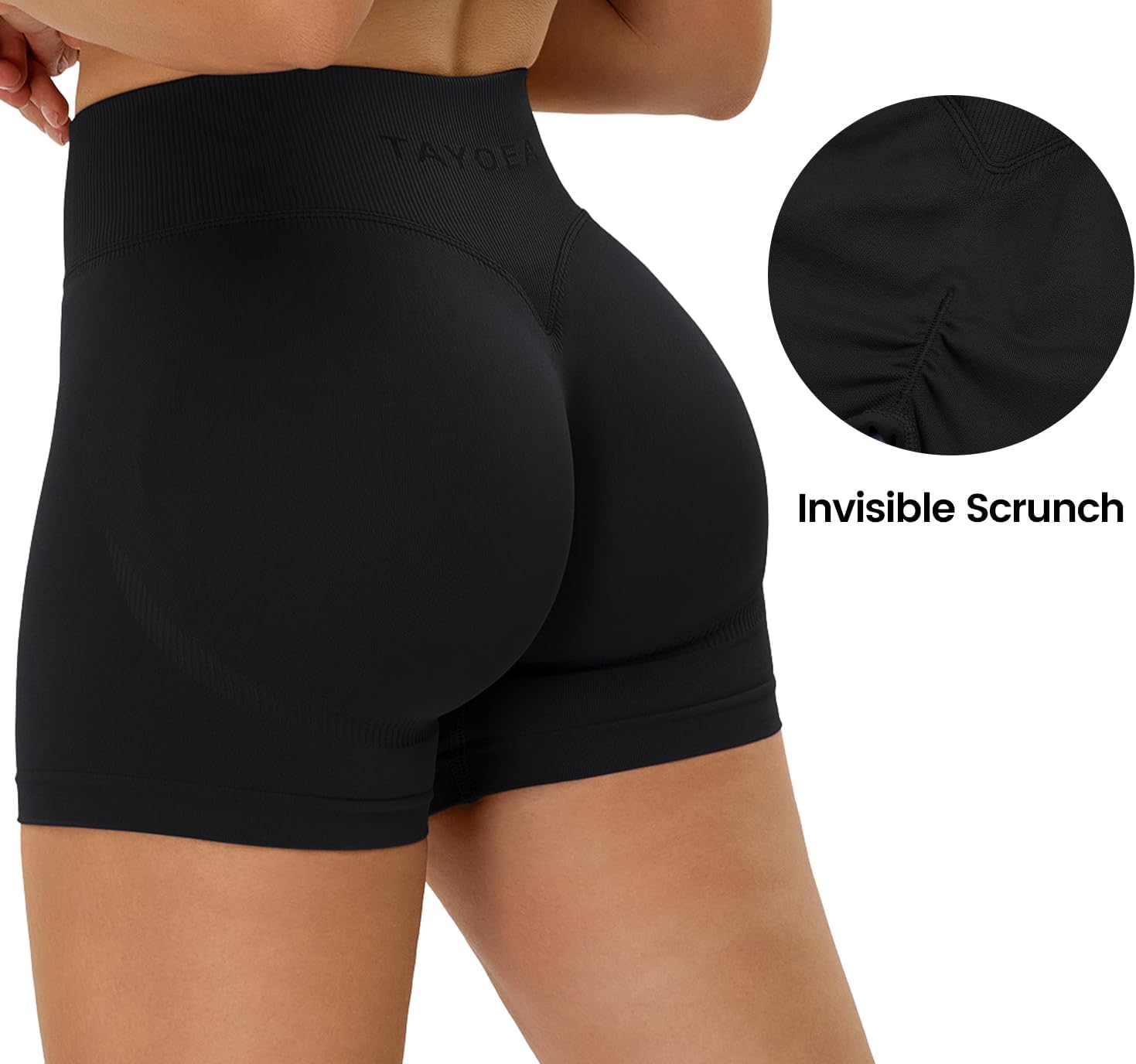 Detalle de TAYOEA Sport Shorts Invisible Scrunch Butt Shorts Damen – Nahtlos, High-Waist & Push-Up Effekt
