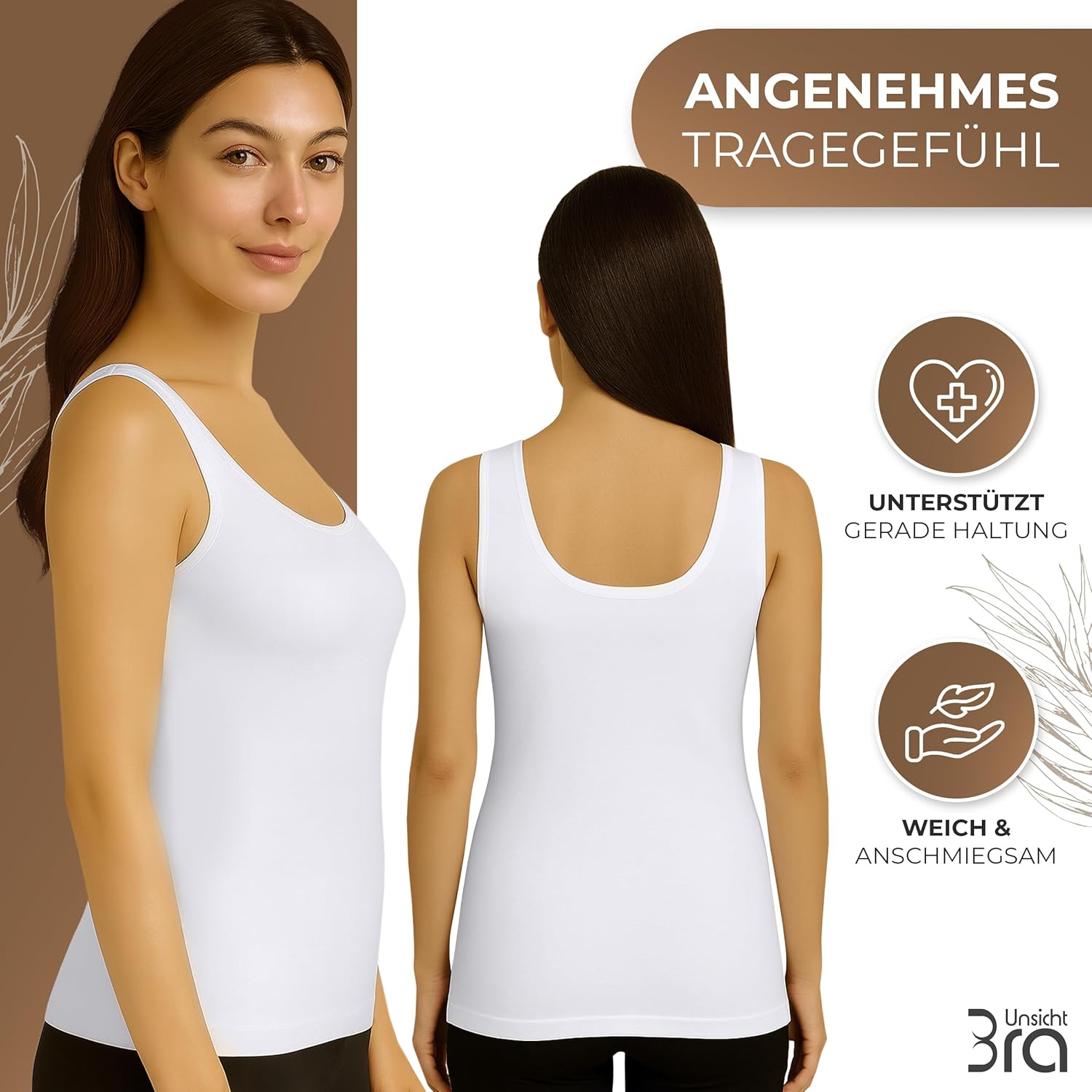 Thumbnail 5 de UnsichtBra 3er-Set Shape Longshirts für Damen – nahtloses Unterhemd ohne Bügel (Mikrofaser, weiß/schwarz/beige)
