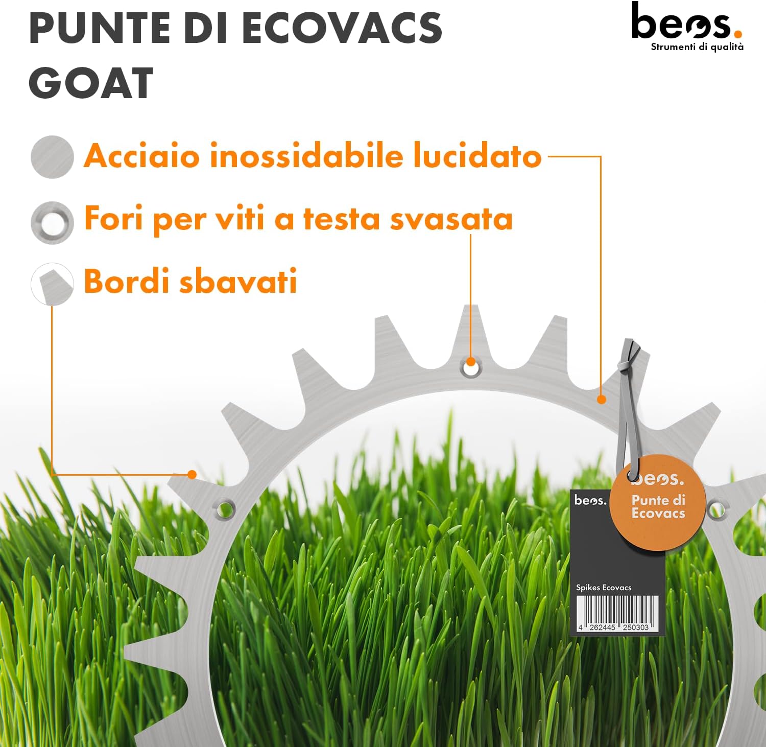 Thumbnail 5 de BEOS puntine in acciaio inox premium per Ecovacs (finitura lucida, fori per viti ribassati) per GOAT Serie-A, Serie-O e Serie-G1