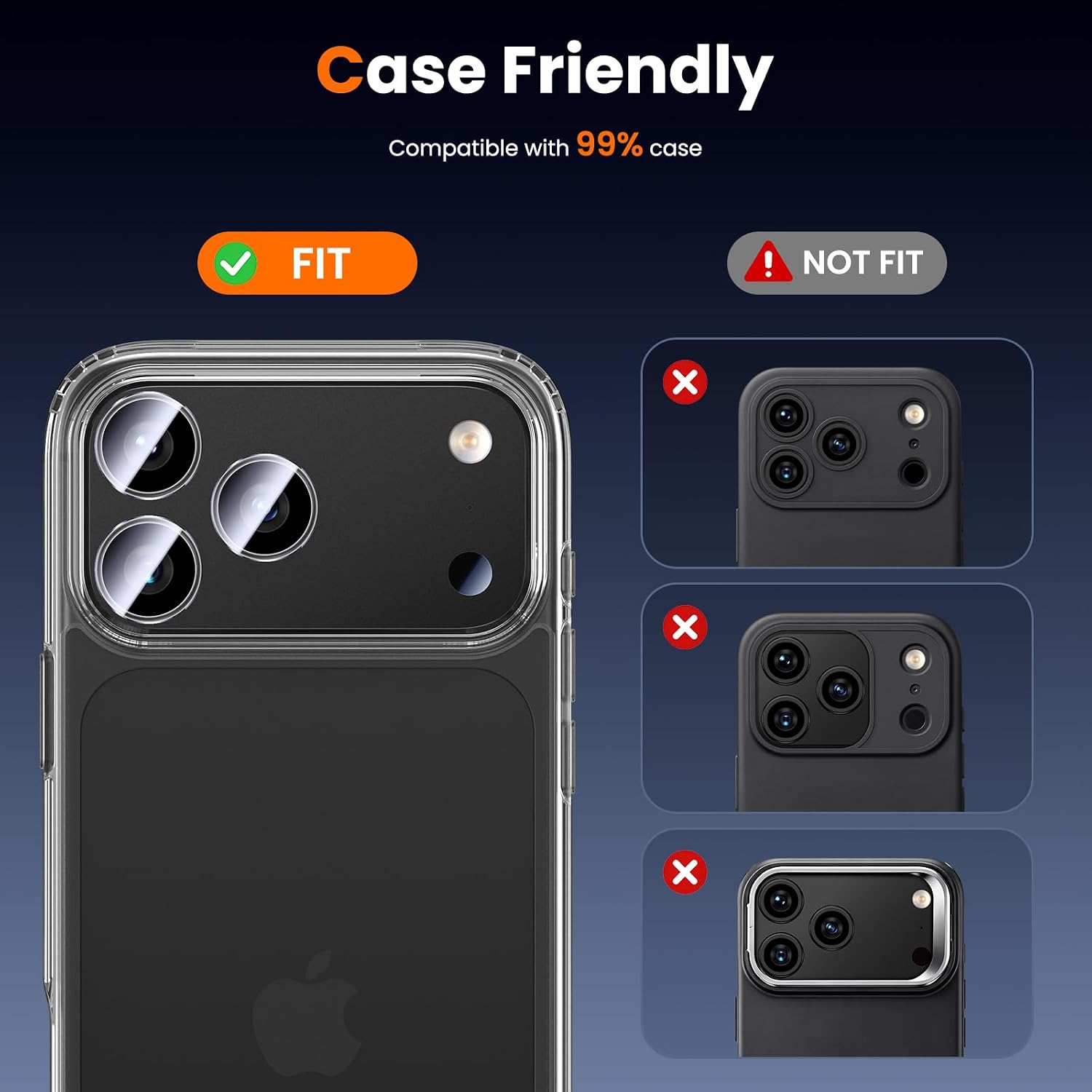 Thumbnail 6 de UniqueMe iPhone 18 Pro Max Camera Lens Protector, 3-Pack, All Black