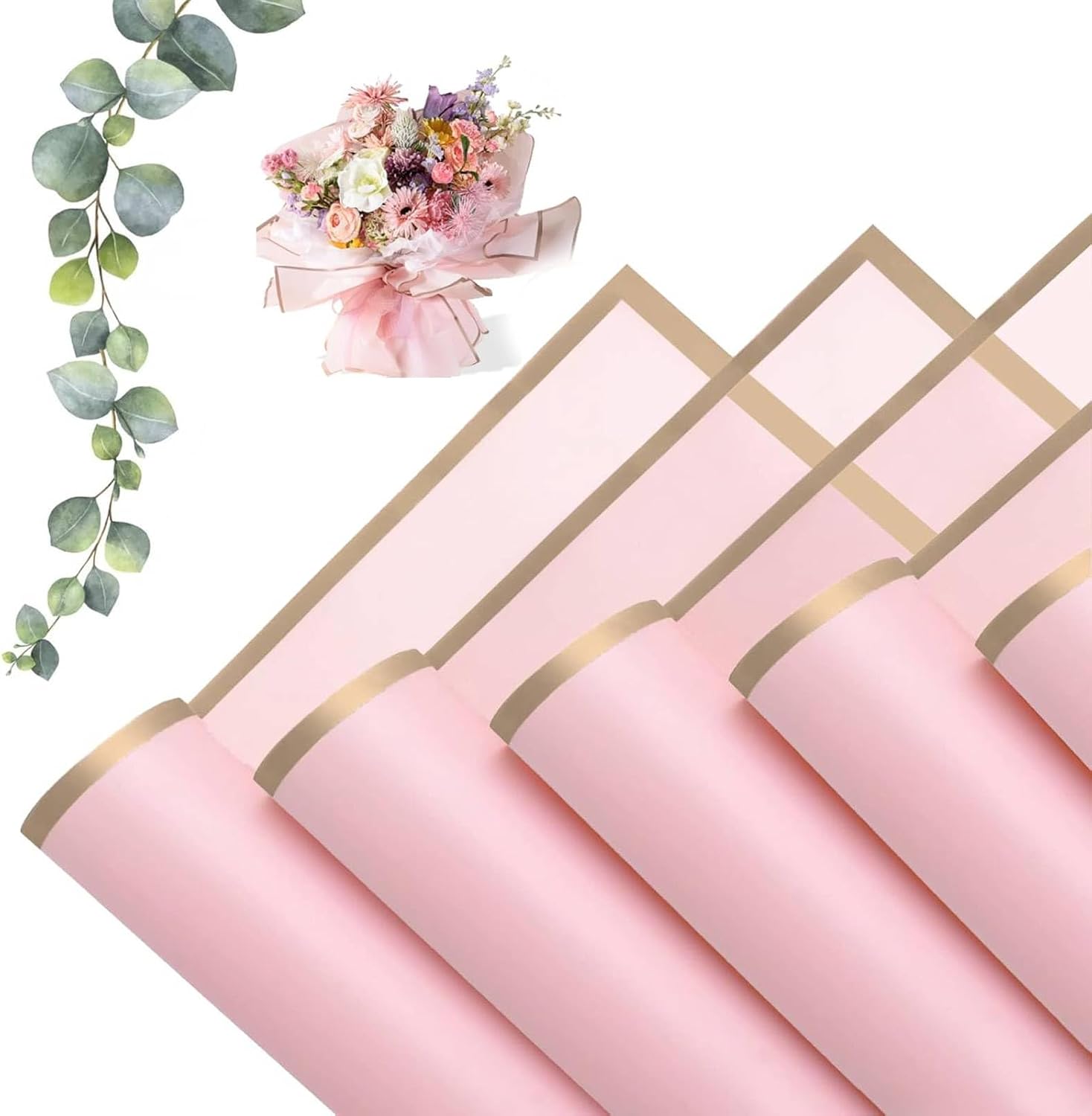 Detalle de MtnLaur blomsterpapper, 20 ark 58 x 58 cm med guldkant