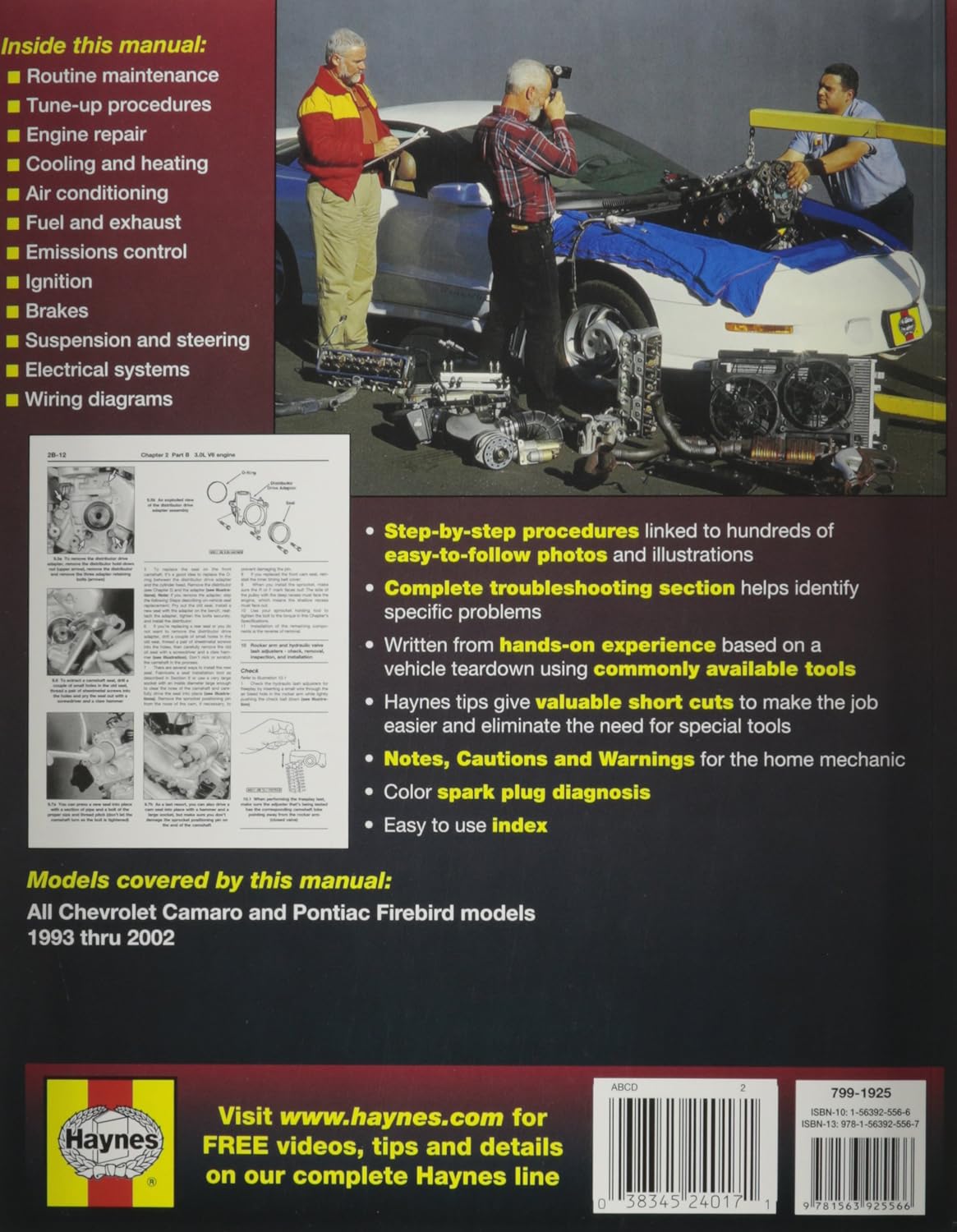 Detalle 2 de Haynes 24017 Camaro/Firebird 93-02 Vehicle Repair Manual