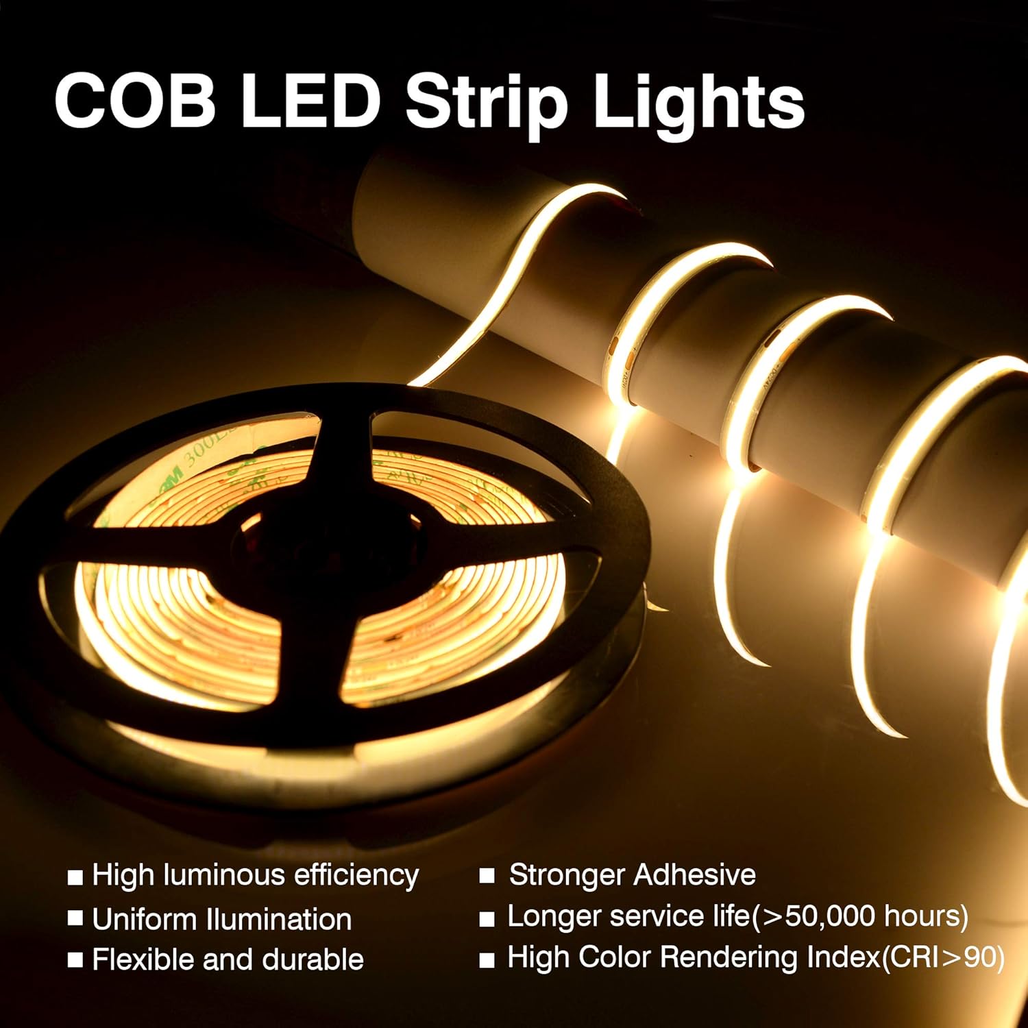 Thumbnail 2 de BERIXDEEP 5 m COB LED Strip, 480 LEDs/m