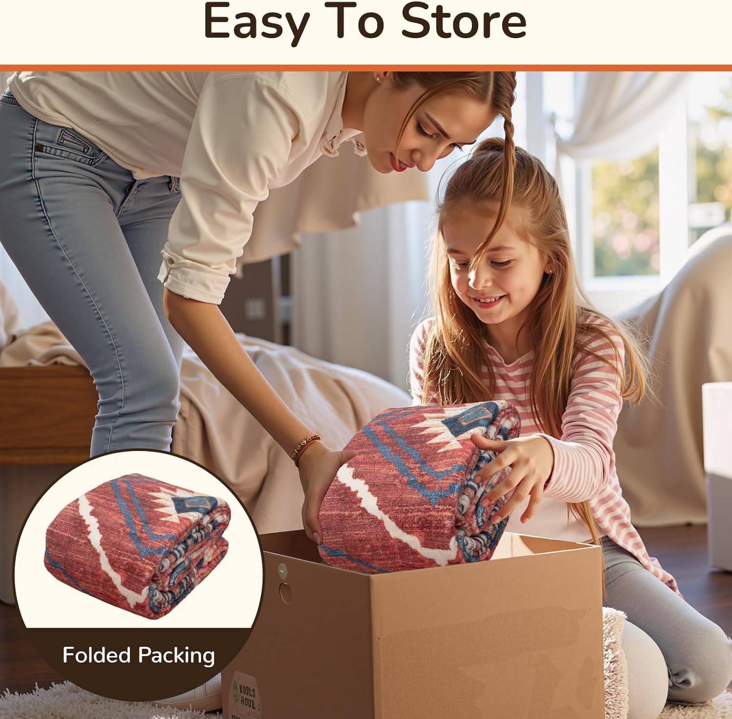 Thumbnail 3 de BESTSWEETIE 8x10 Area Rug (Machine Washable, Non-Slip) – Tribal Western Print in Red/Orange