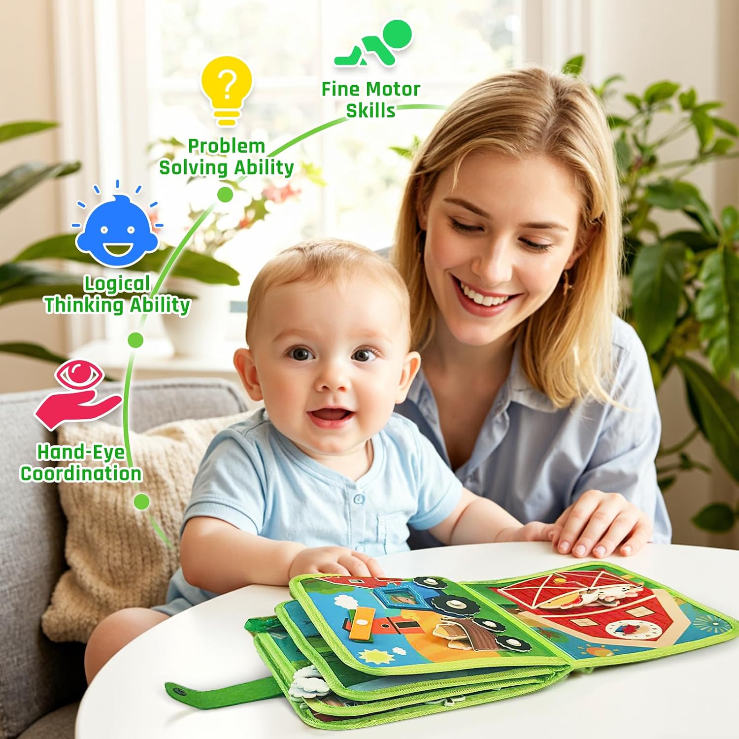 Detalle 2 de ZOOI Montessori Busy Board Quiet Book (9-in-1) for 1–3 Year Olds