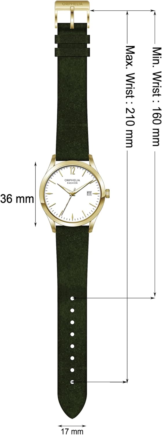 Thumbnail 4 de Orphelia Fashion Montre Femme – Quartz – Analogique, Bracelet Cuir Daim Vert Doré