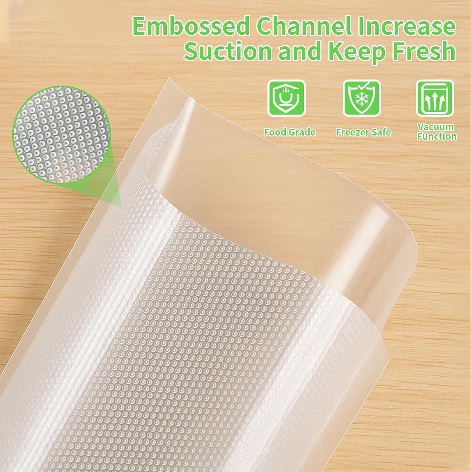 Detalle 1 de MakMeFre 2-Pack Vacuum Sealer Rolls, 8" x 50', PA+PE