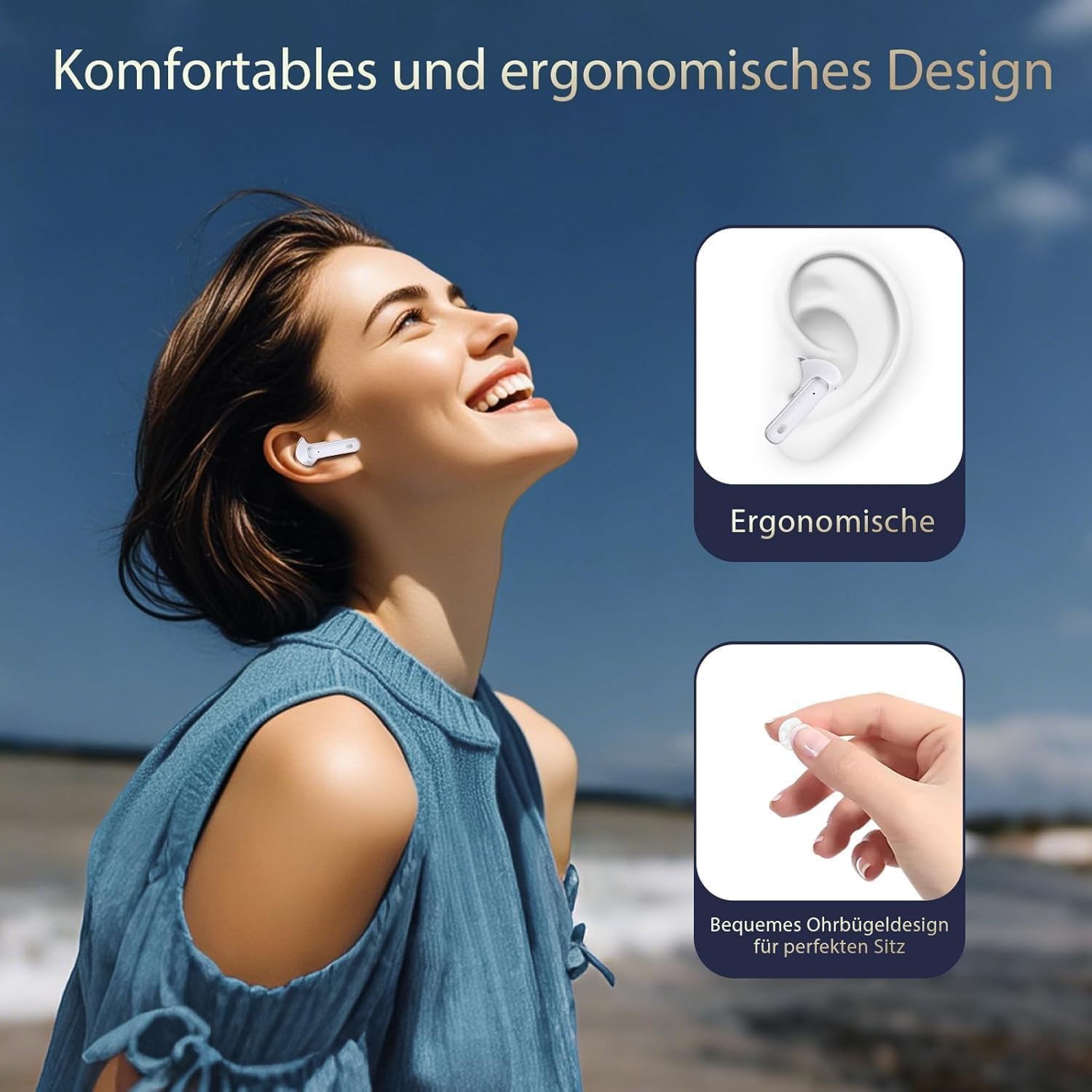 Detalle 2 de KI Übersetzer Kopfhörer Echtzeitübersetzung in 188 Sprachen – 4-in-1 Bluetooth 6.1, 36 Std. Spielzeit (Weiß)