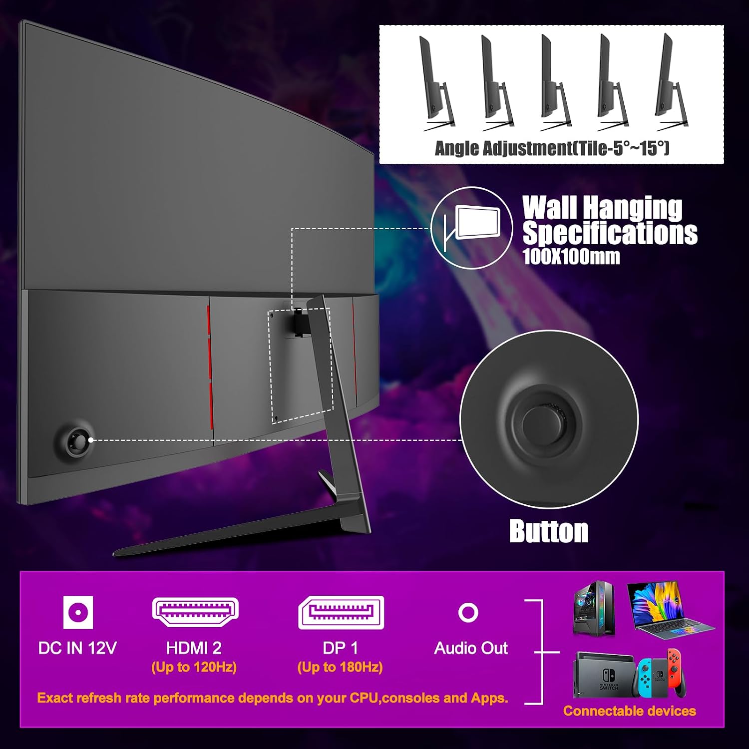 Thumbnail 4 de Gawfolk Gaming Monitor 27" QHD 120Hz display