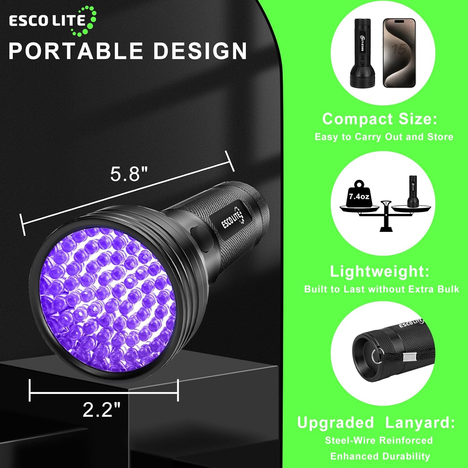 Thumbnail 5 de ESCO LITE 51 LED UV Blacklight Detector ⚡