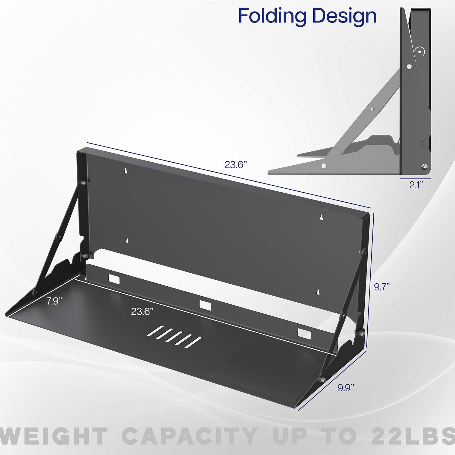 Detalle de VIVO Mount-FDKB1 Wall-Mounted Keyboard Tray, Folding 24-Inch Platform with Mouse Pad