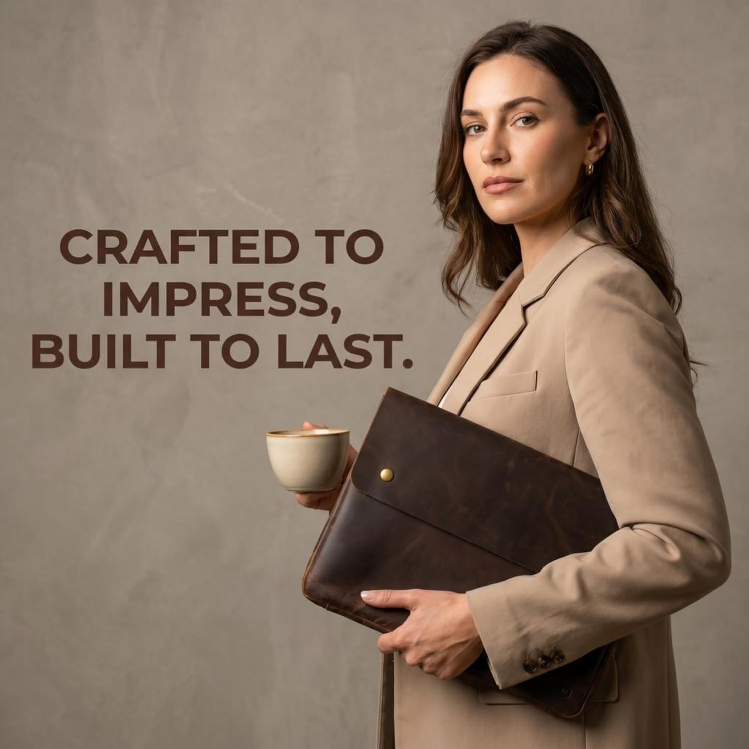 Detalle 2 de Brown Moonster Full Grain Leather Folder File Organizer