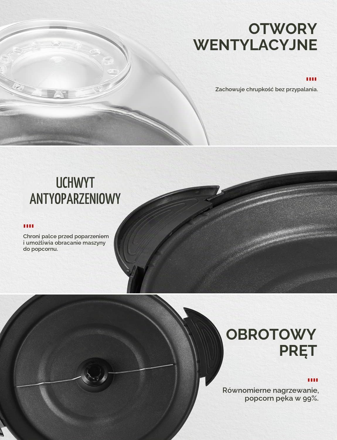 Detalle de Yabano Popcorn maker – maszyna do popcornu 5 l, 800 W z mieszadłem