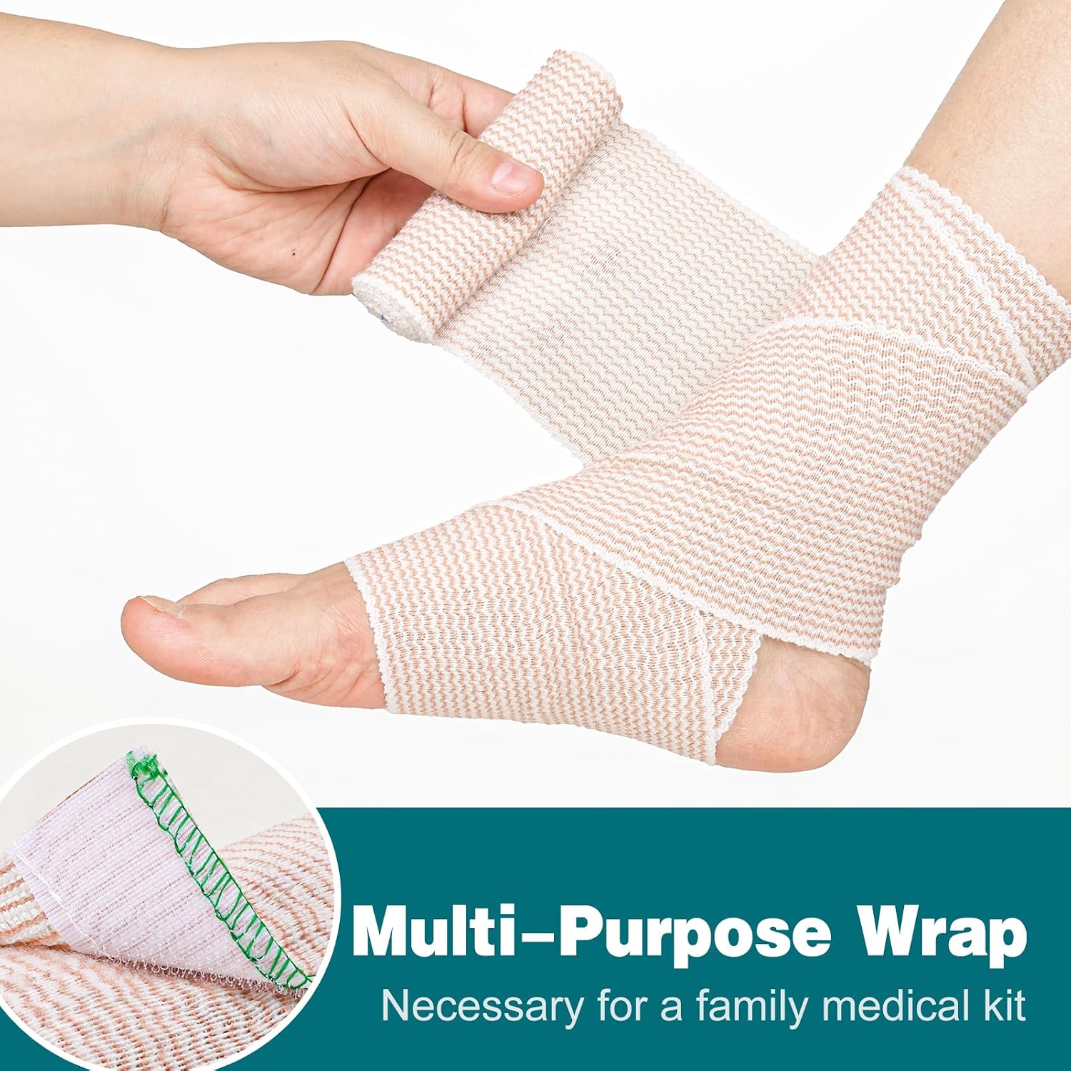 Detalle 2 de AZEN Premium Elastic Bandage Wrap, 6-Pack, 4-Inch Cotton, Latex-Free