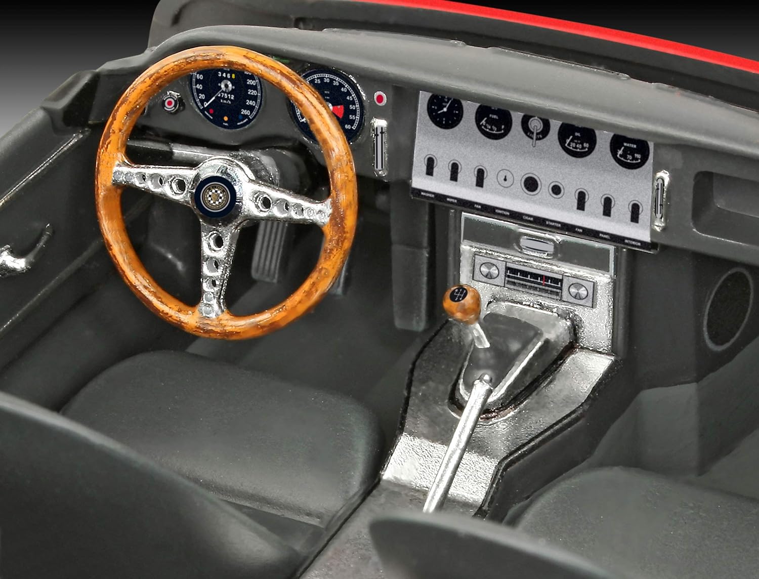 Detalle de Revell Modellbausatz Jaguar E-Type (Coupé) 1:24 – originalgetreuer Bausatz für Einsteiger
