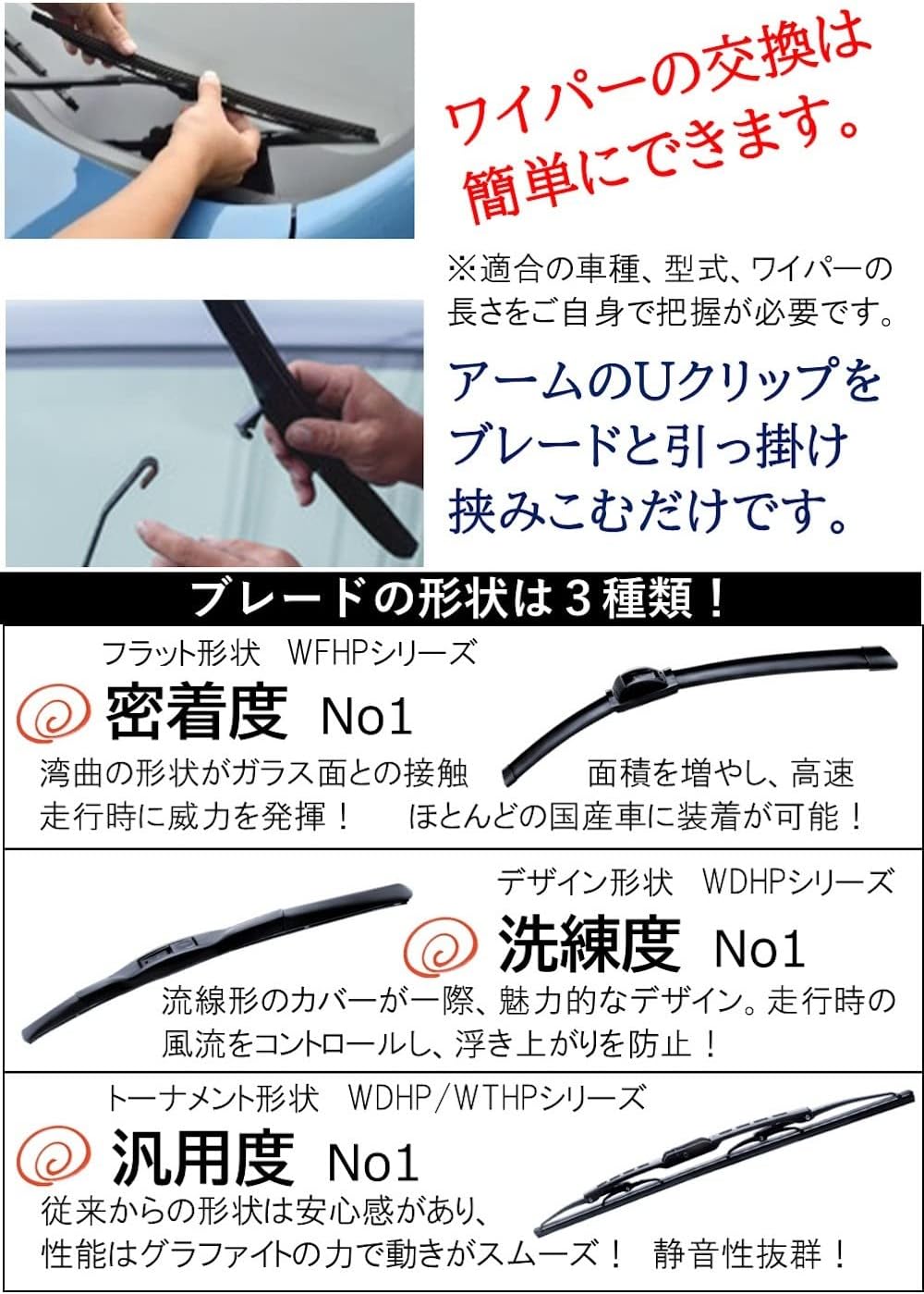 Detalle de アクアドリーム AD-WTGP-48 ワイパーブレード 475mm グラファイト・トーナメントタイプ